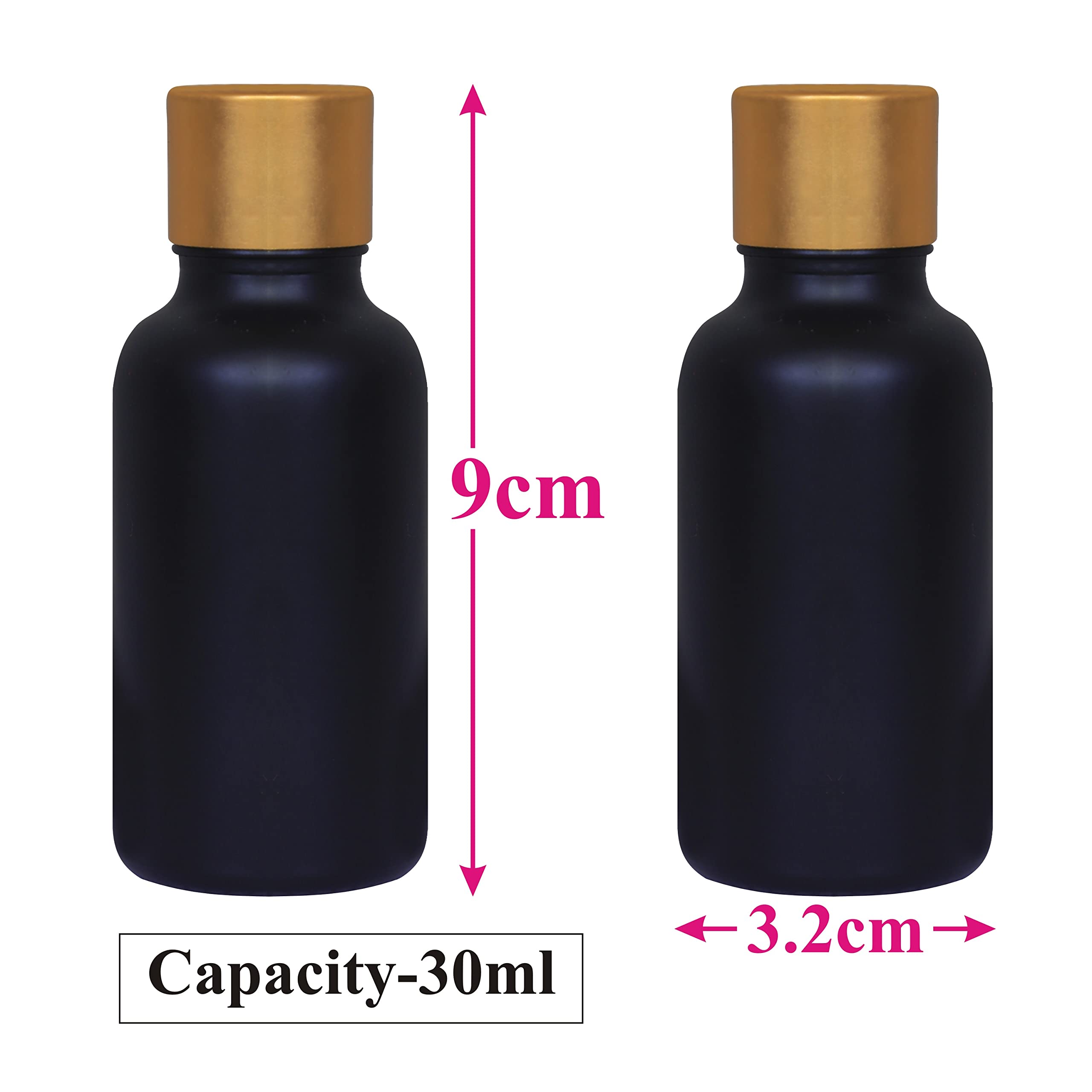 Premium 30ml Empty Glass Bottles with Gold Metal Cap - Ideal for Essential Oils, Perfumes, Serums & DIY Beauty Products (Pack of 3) - Perfect for Home Spa, Aromatherapy & Gift Packaging
