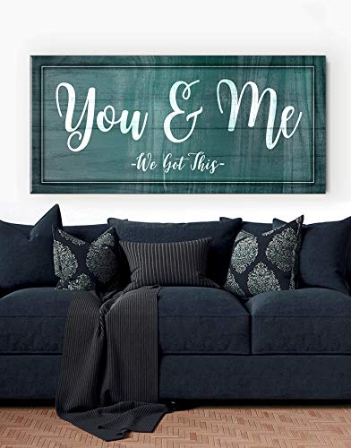 Rustic 'You & Me We Got This' Valentine Wall Art - Ready to Hang Couples Bedroom Decor (60x27, Teal) - Perfect for Romantic Bedrooms, Anniversary Gifts & Farmhouse Style Home Decor