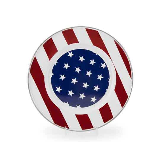 Stars and Stripes Enamelware Dinner Plates - Set of 4 (10.5 Inch) - Patriotic American Flag Design - Perfect for BBQs, Picnics, and 4th of July Celebrations