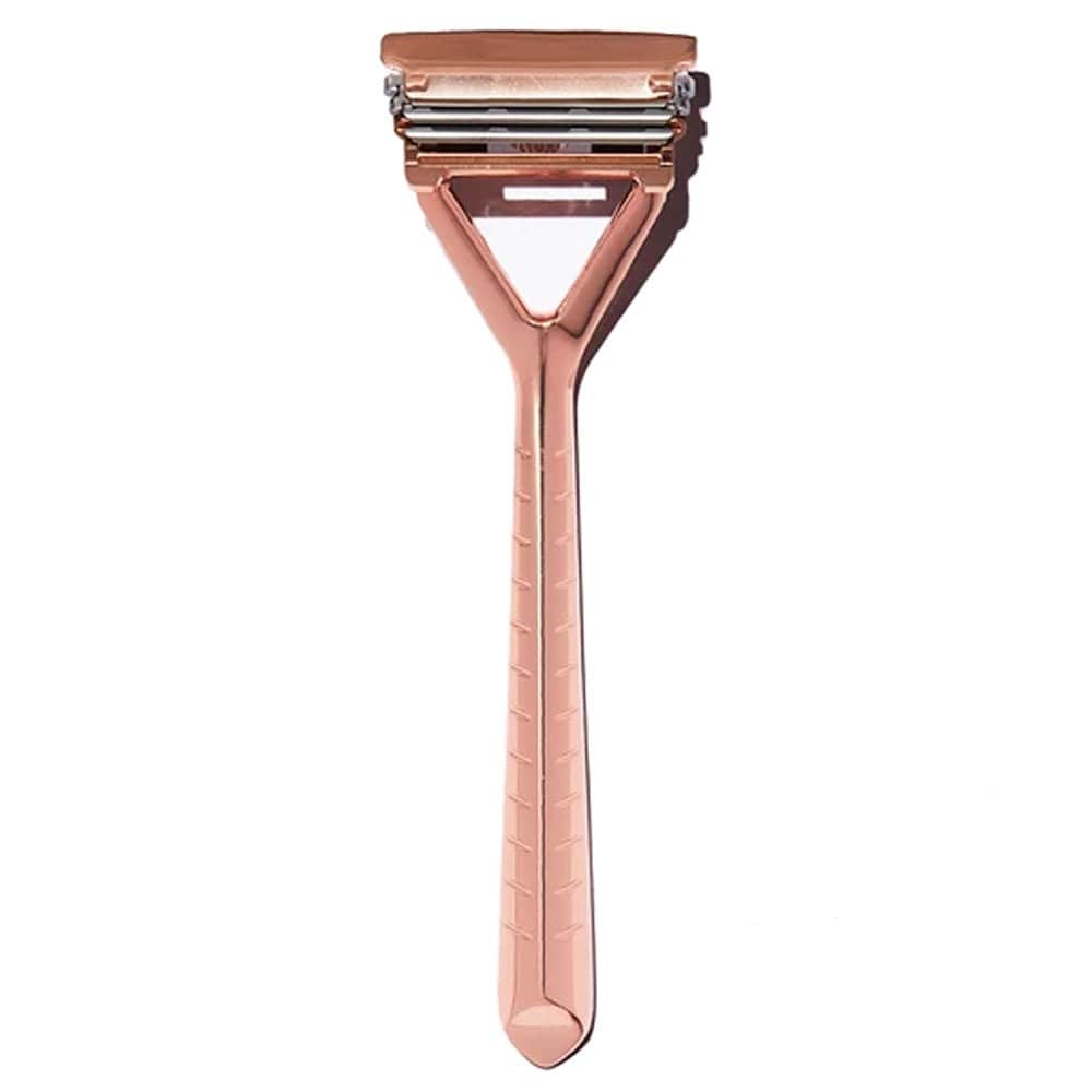 Leaf Shave Reusable Pivoting Razor with 10pk Blades - Rose Gold | Eco-Friendly Women's Safety Razor for Smooth Shaving at Home & Travel