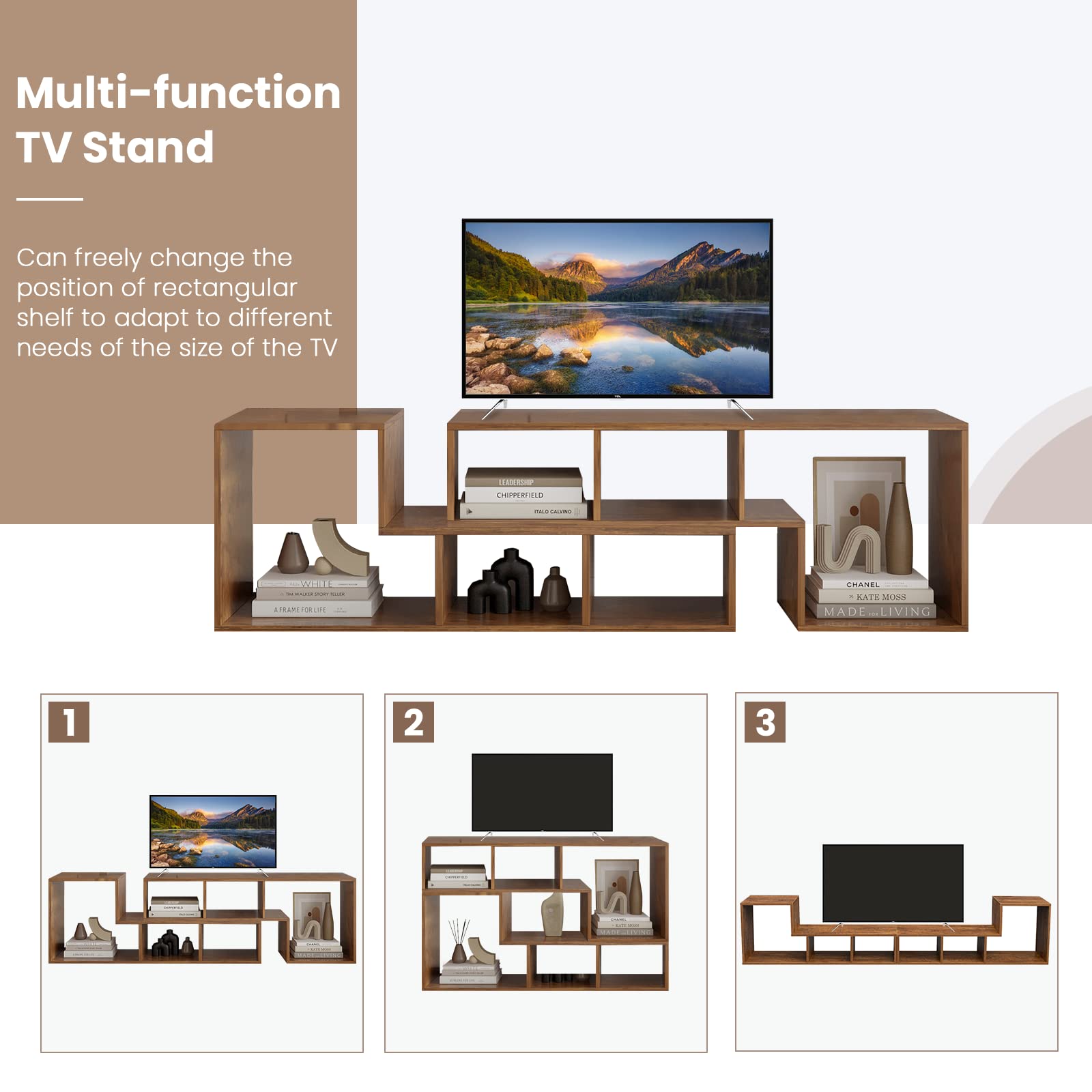 Recaceik 2-Shelf Cube Bookcase - L-Shaped TV Stand with Open Storage | Modern Entertainment Center for CDs, Movies, Books | Perfect for Living Room, Bedroom & Home Office Organization