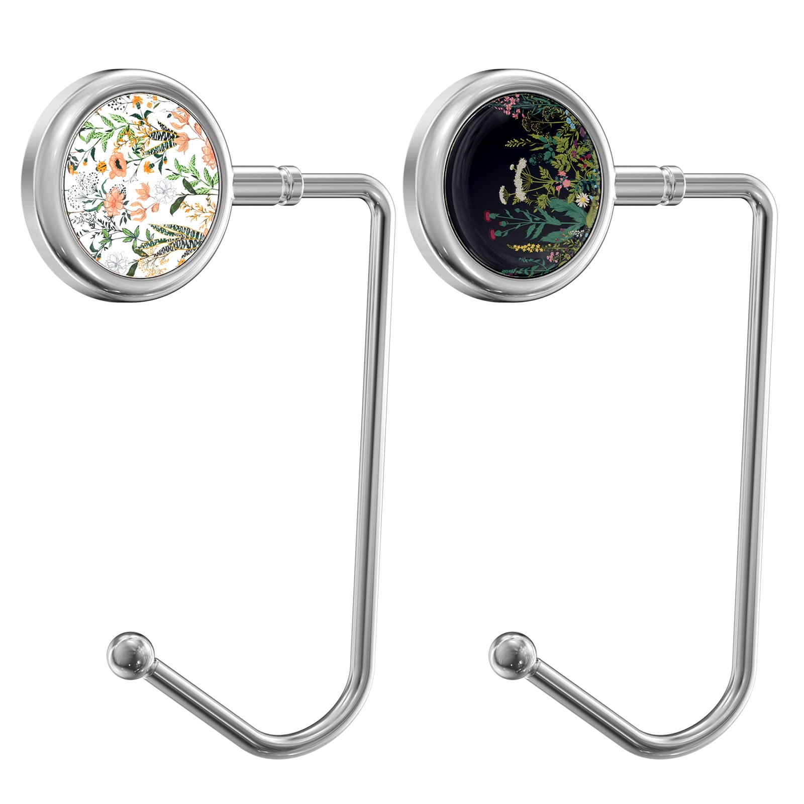 2-Pack Metal Purse Hooks for Women - Durable Table Handbag Hanger with Floral Design - Perfect for Restaurants, Bars, and Travel Accessories
