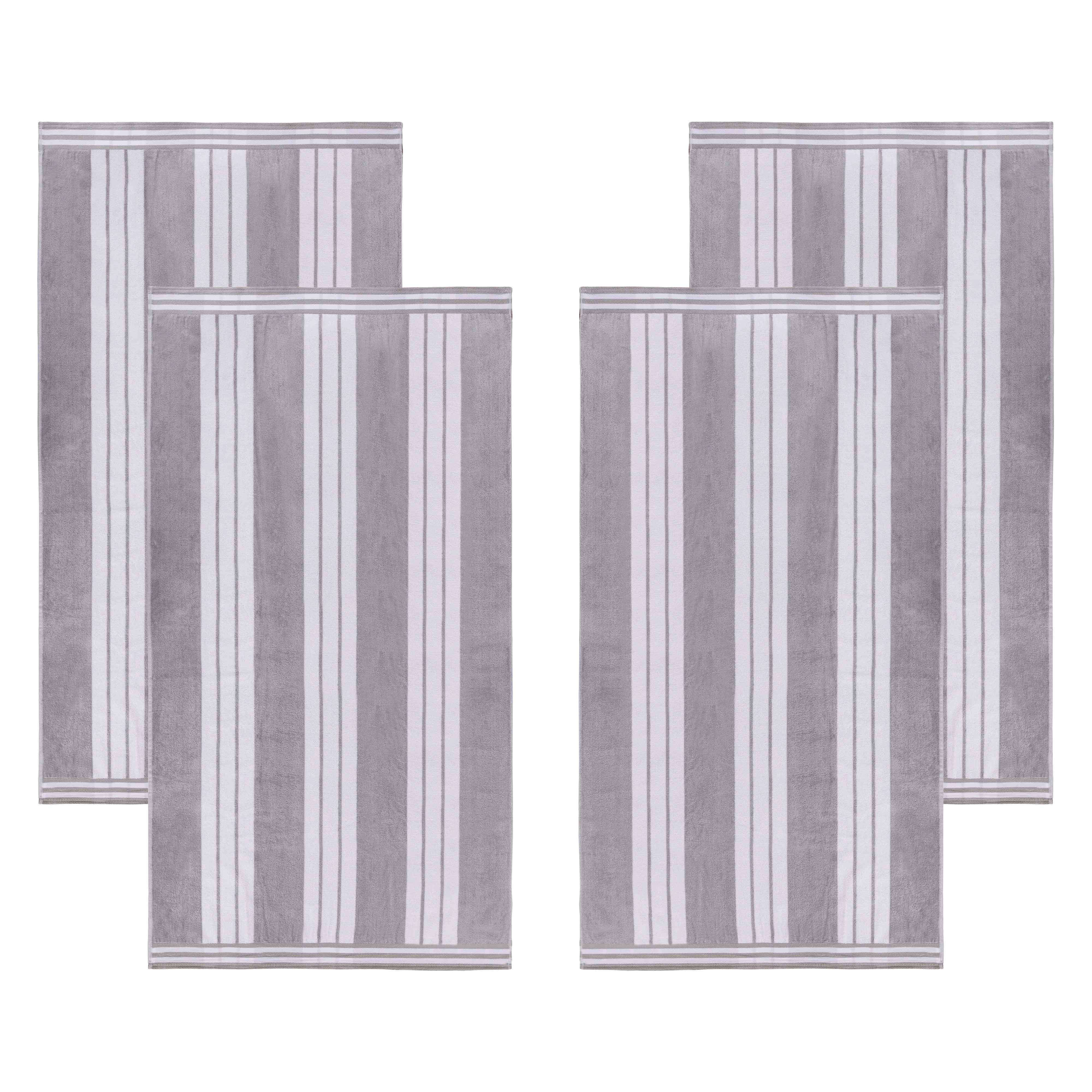 Premium Oversized Cabana Striped Cotton Beach Towel Set - 2, 4, or 6 Pack - Soft Quick-Dry Bath Towels for Pool, Beach, Vacation & Spa Days