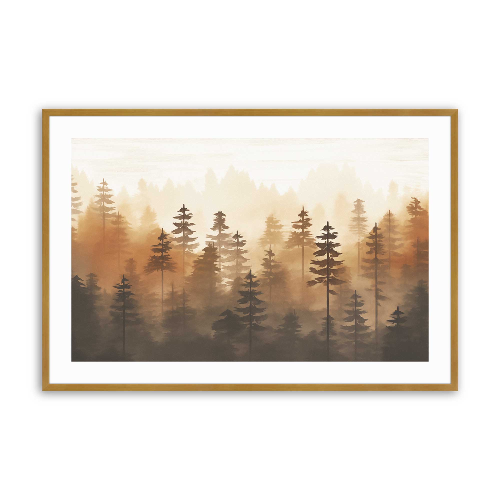 Golden Mist Woodland Print Wall Art - Nature-Inspired Canvas Painting for Home & Office Decor - Perfect for Living Room, Bedroom & Study Room