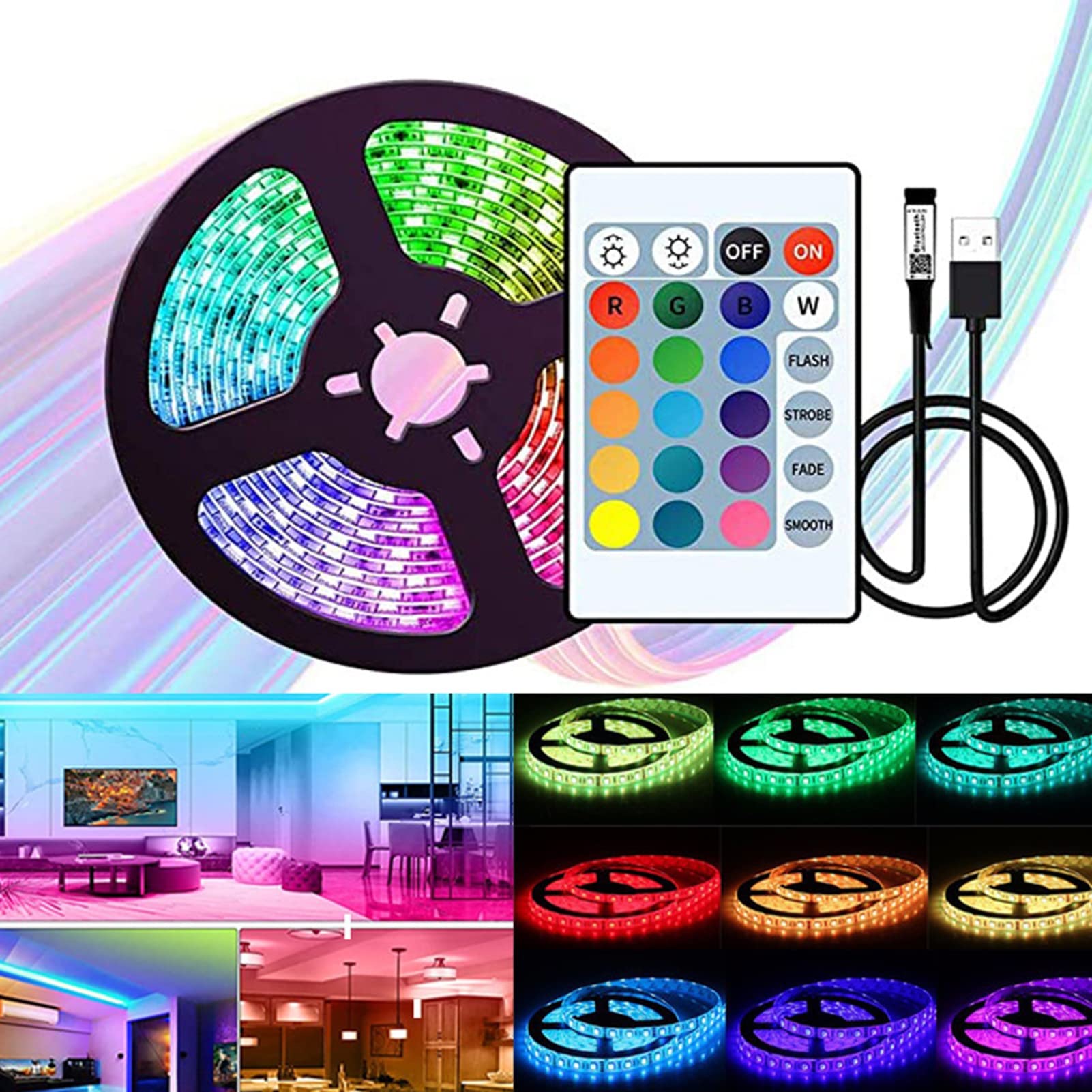 Bluelans RGB LED Strip Lights - 5050 LEDs with Remote for Home, Bedroom, TV Backlighting & Party Decor