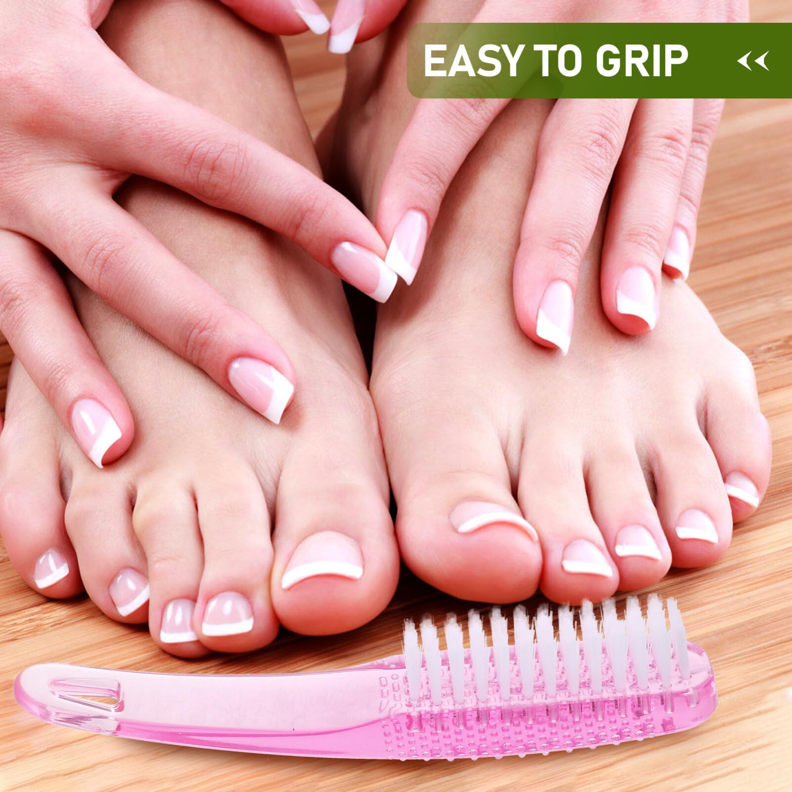 EXCLUZO 5-Piece Nail Brush Set - Professional Manicure & Pedicure Scrub Brushes for Hands and Feet - Durable Nail Cleaning Tool with Ergonomic Handle (Pink) - Perfect for Home Spa, Salon & Travel Nail Care