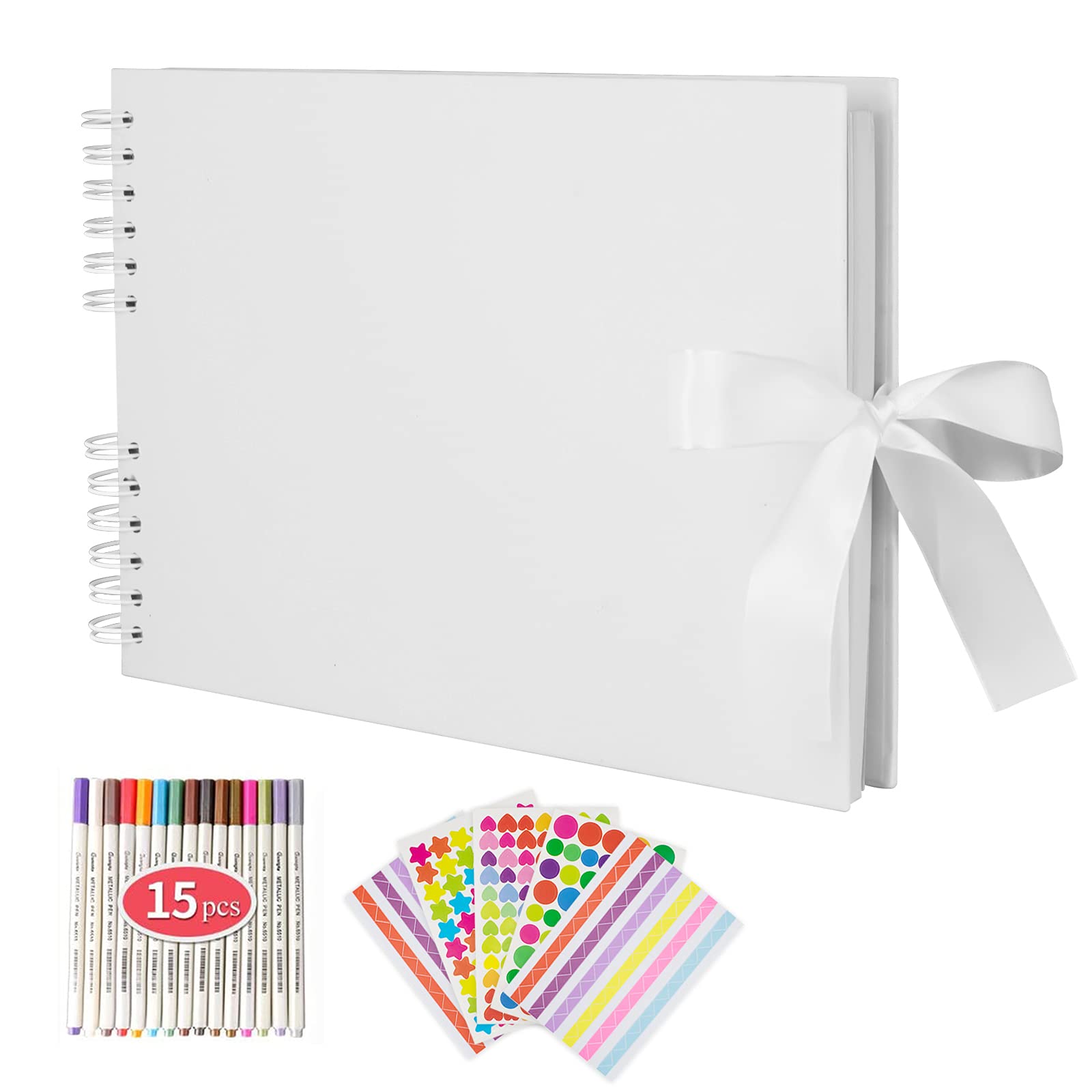 EVNEED Scrapbook Photo Album - Wedding Guest Book, Anniversary Memory Book for DIY Scrapbooking, Craft Paper Album, Perfect for Gifts (White) - Ideal for Weddings, Anniversaries, Baby Showers & Special Occasions