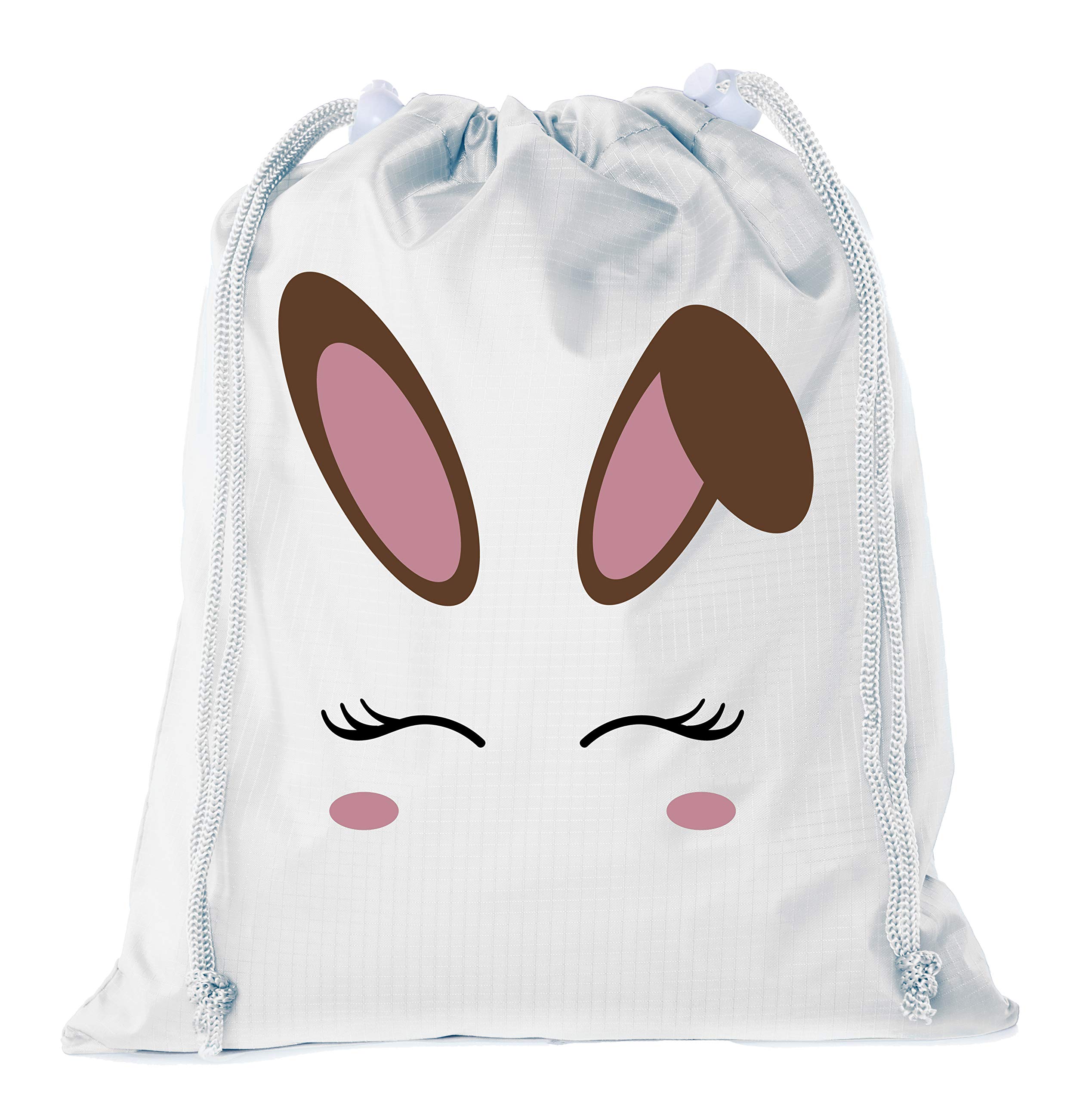Mini Easter Basket Bags | Bulk Drawstring Cinch Sacks for Easter Treats | Cute Bunny Face Design - Perfect for Easter Egg Hunts, Party Favors & Classroom Gifts