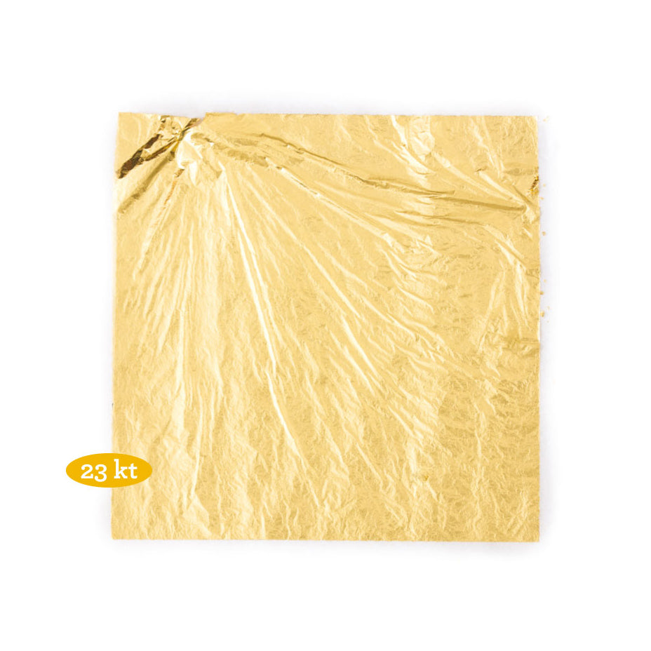 Premium 23K Edible Gold Leaf Sheets - 5 Pack (86mm x 86mm) for Cake Decorating, Chocolate Garnish & Cocktail Rim by Gusta Supplies - Food Grade Luxury Baking & Drink Topping