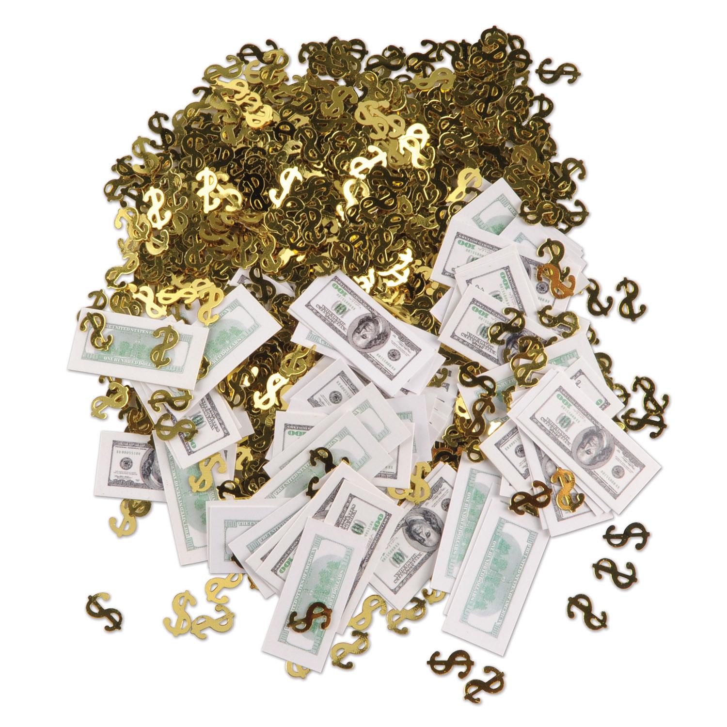 12 Pack Beistle Big Bucks Print Fetti Confetti - 0.5 Oz per Package - Fun Money Themed Party Decorations for Birthdays, Casino Nights & Celebrations