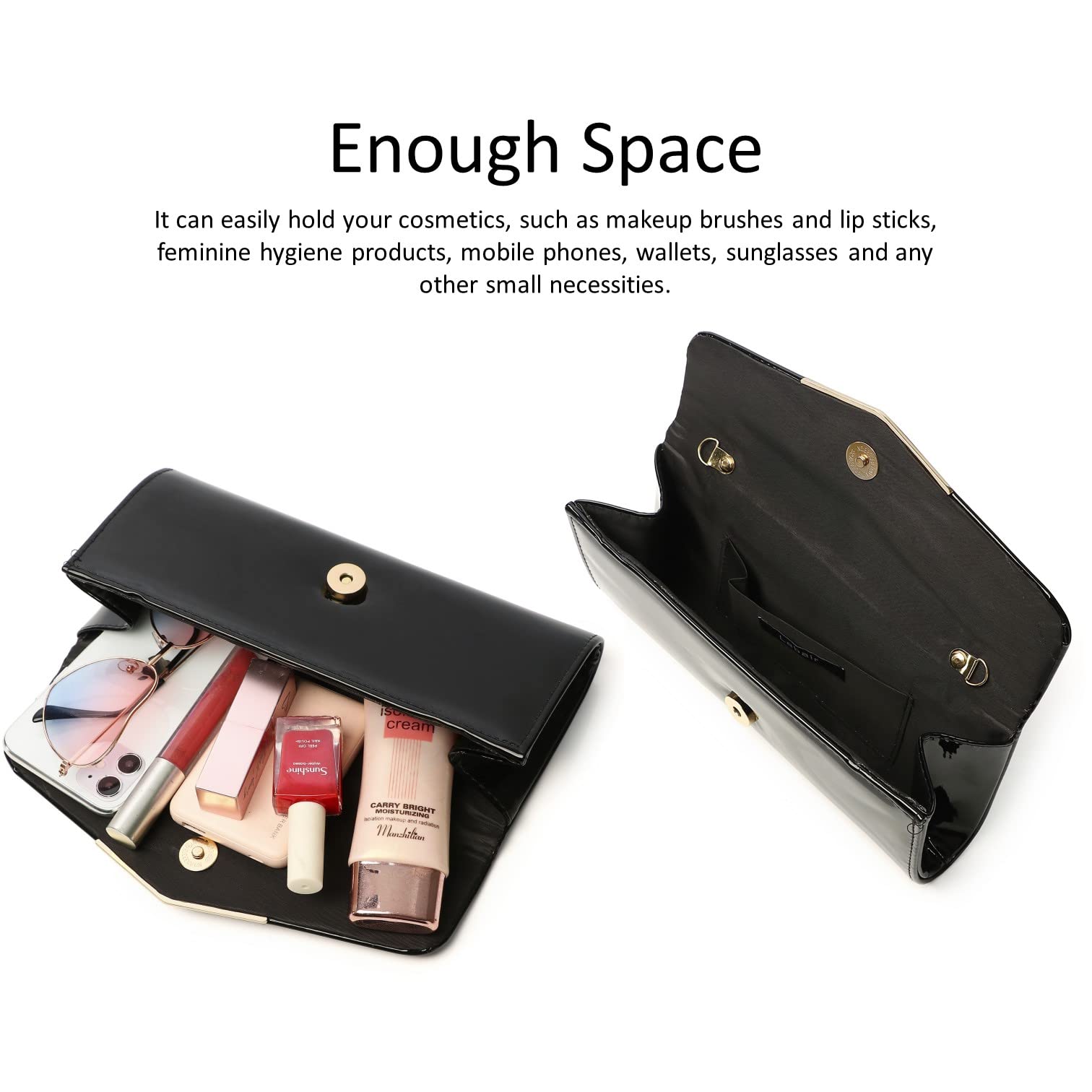 Elegant Nude Clutch Purse for Women - Red & Black Patent Leather Envelope Handbag | Perfect for Weddings, Parties, Travel & Gift Giving