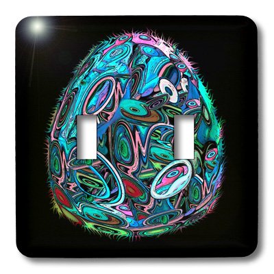 3dRose Surreal Sci-Fi Egg Toggle Switch - Blue on Black with Space Aliens & Eyes Design | Perfect for Gaming PC, DIY Electronics & Unique Home Decor