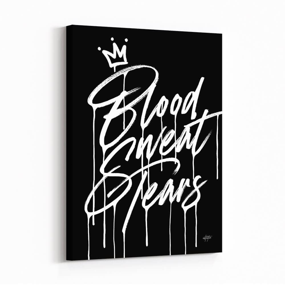 Inktuitive Blood Sweat Tears Motivational Canvas Wall Art - 40x30 Inches Inspirational Home & Office Decor for Bedroom, Living Room, Business - Perfect for Gifts, Wall Decor, Motivational Spaces