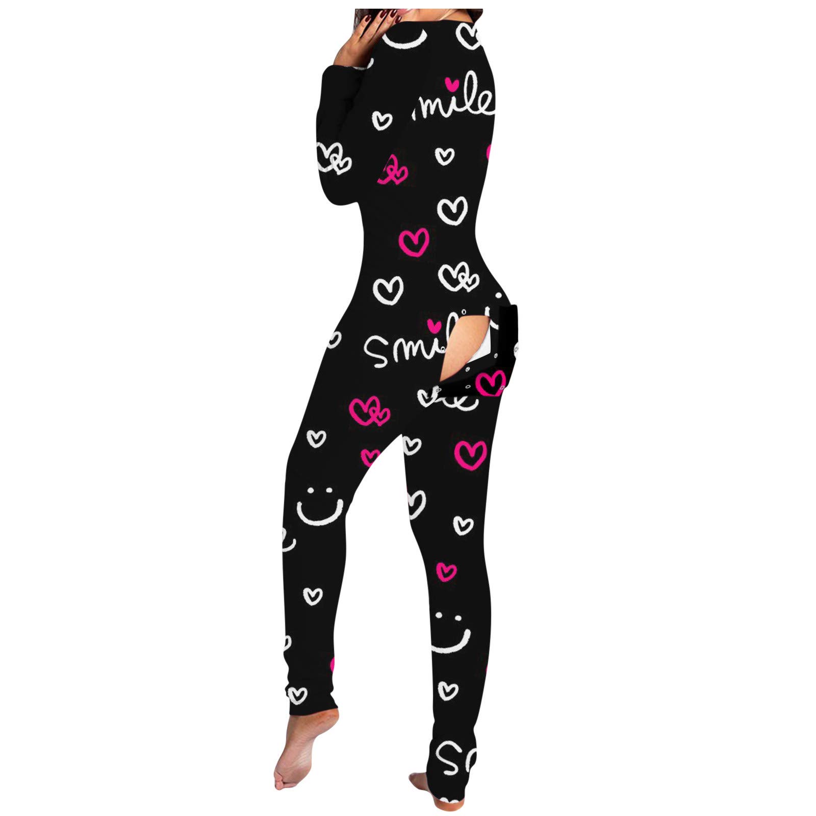 Women's Button-Down Flap Jumpsuit - Cotton Printed Sleepwear & Pajama Set for Adults - Perfect for Lounging, Sleepovers, and Cozy Nights at Home