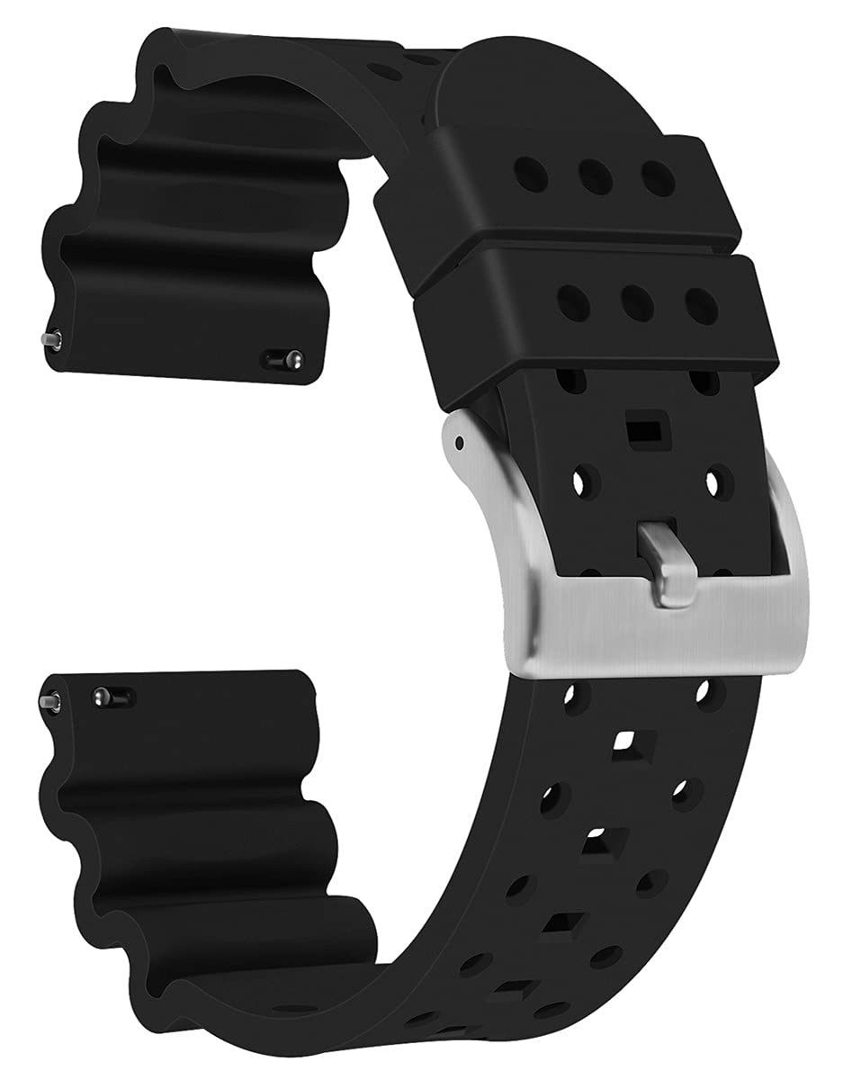 20mm 22mm 24mm Quick Release Silicone Watch Bands for Men & Women - Durable Rubber Replacement Straps for Apple Watch, Samsung, Fitbit (Ideal for Sports, Workouts & Everyday Wear)