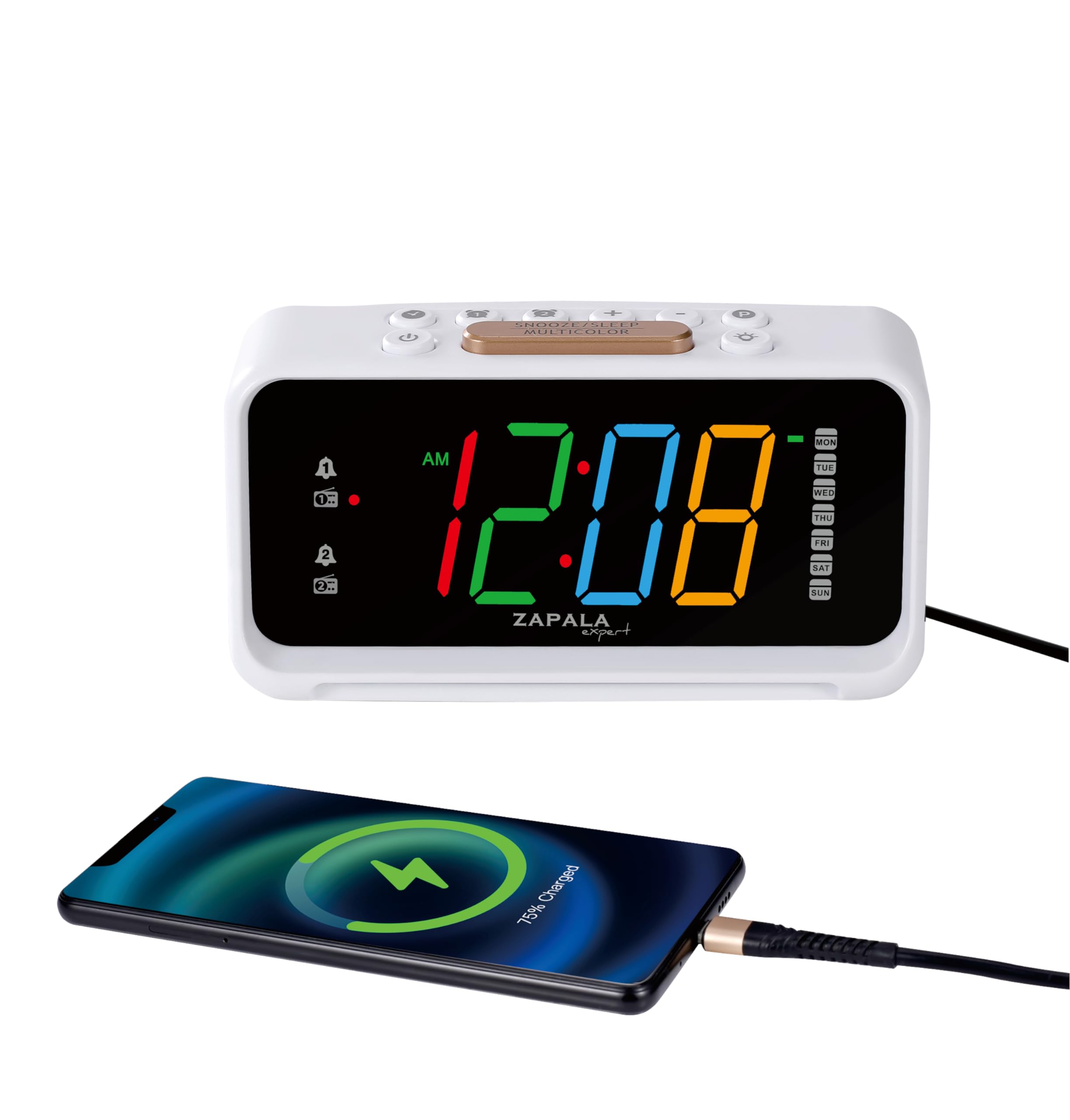 Jumbo LED Digital Alarm Clock Radio with Dual Alarms, FM Radio, USB Charging Port, Day Display & Adjustable Dimmer - Perfect for Bedrooms, Kids Rooms & Heavy Sleepers | Nightlight & Snooze Function for Better Sleep