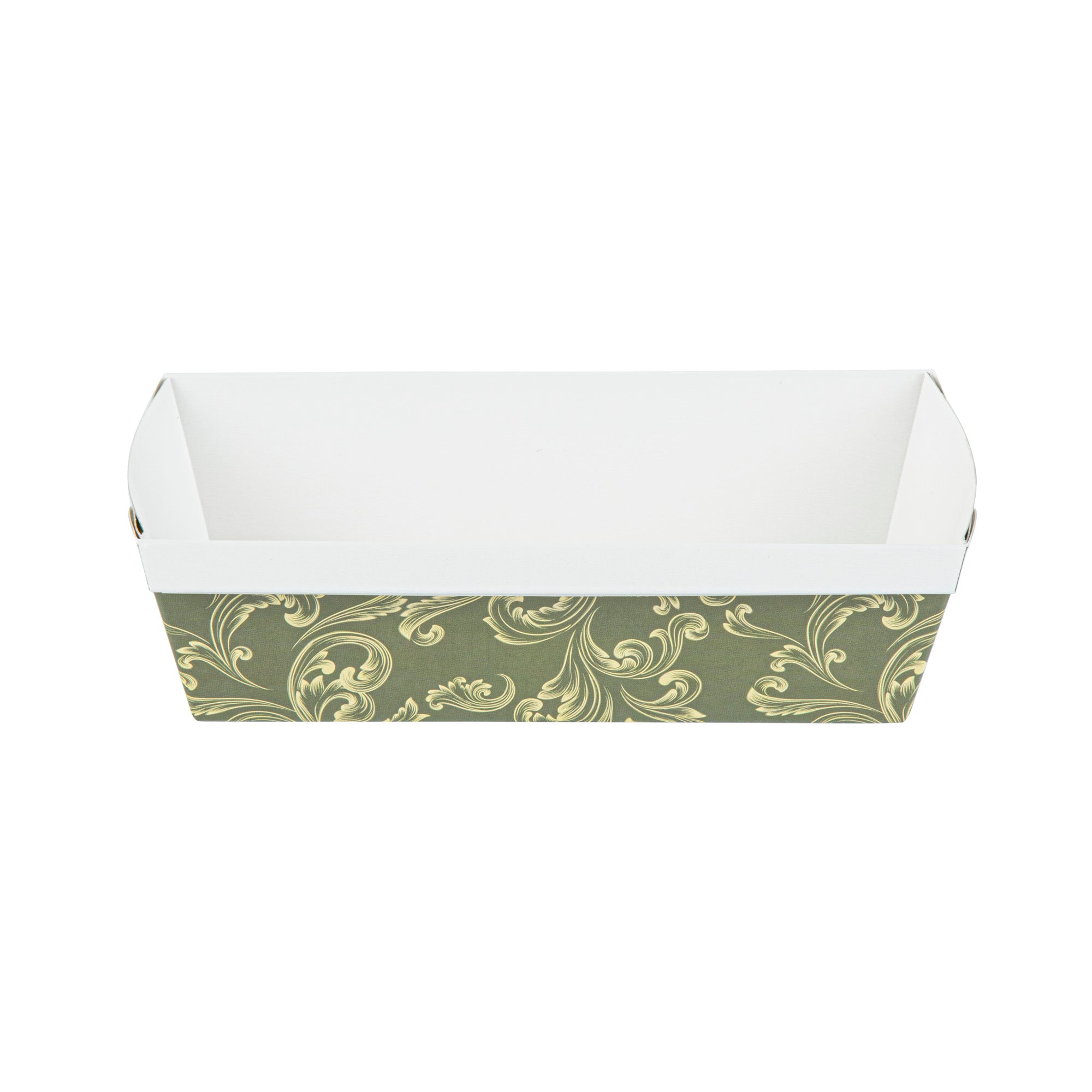 Bake Tek 32 oz Dark Green Vintage Floral Paper Loaf Pans - Greaseproof, Disposable, 8 x 3.75 x 2.25 Inches (100 Count) - Perfect for Homemade Bread, Banana Bread & Holiday Baking Gifts