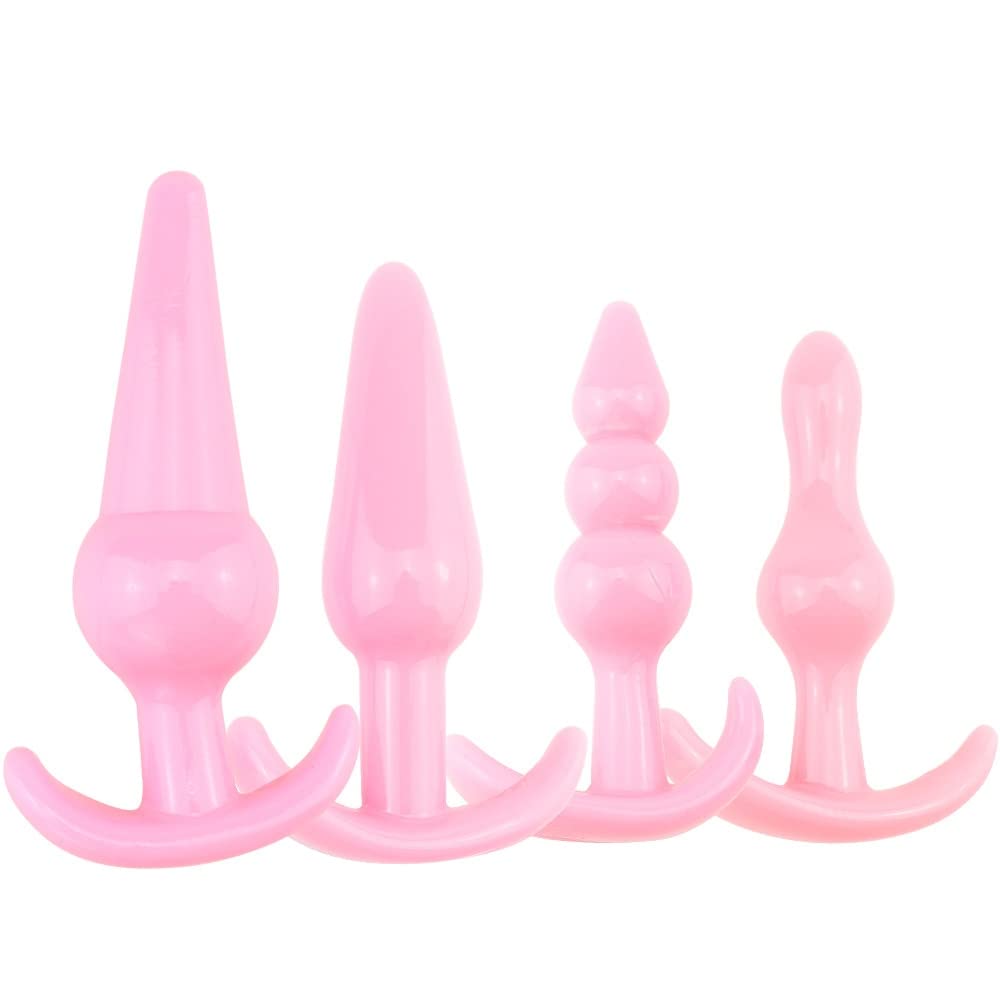 4Pcs Silicone Anal Butt Plug Set - Different Sizes for Beginners & Advanced Users - Soft & Comfortable Anal Training Kit for Men & Women - Perfect for Couples Play, Solo Exploration & BDSM Scenes