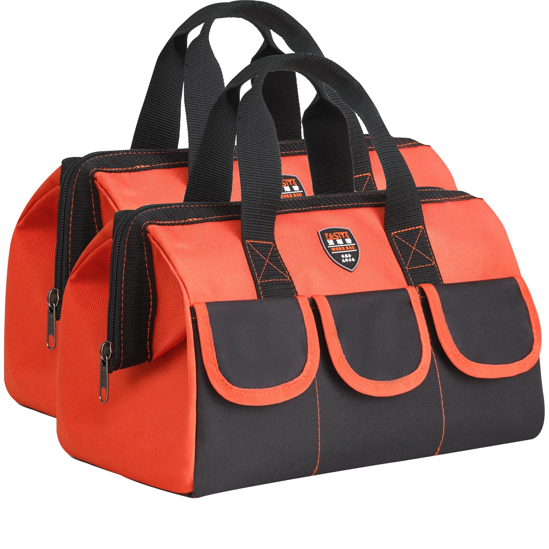 FASITE 12-Inch Waterproof Canvas Tool Bag for Electricians & Handymen - Wide Mouth Design (2-Pack) - Perfect for Construction Sites, Home Repairs & DIY Projects