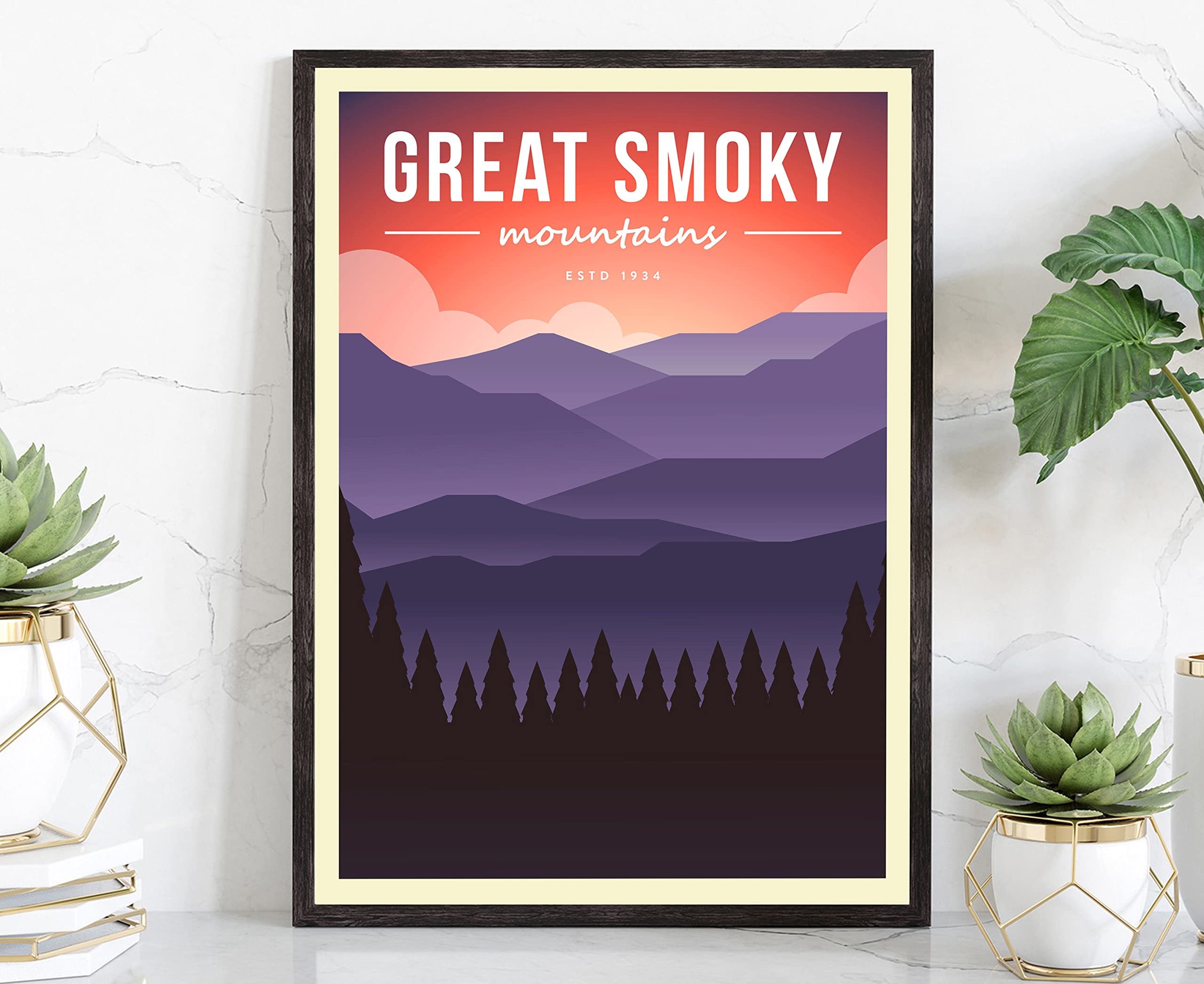 Vintage Great Smoky Mountains Travel Poster Print - Retro USA Mountain Range Wall Art (18x24) - Perfect for Home, Office & Travel Decor