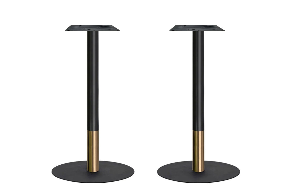 Rivoli Tall Bar/Counter Table with Black Disc Base - Black/Rose Gold Finish - 1400L x 700W - Perfect for Kitchen Islands, Breakfast Nooks & Small Space Dining