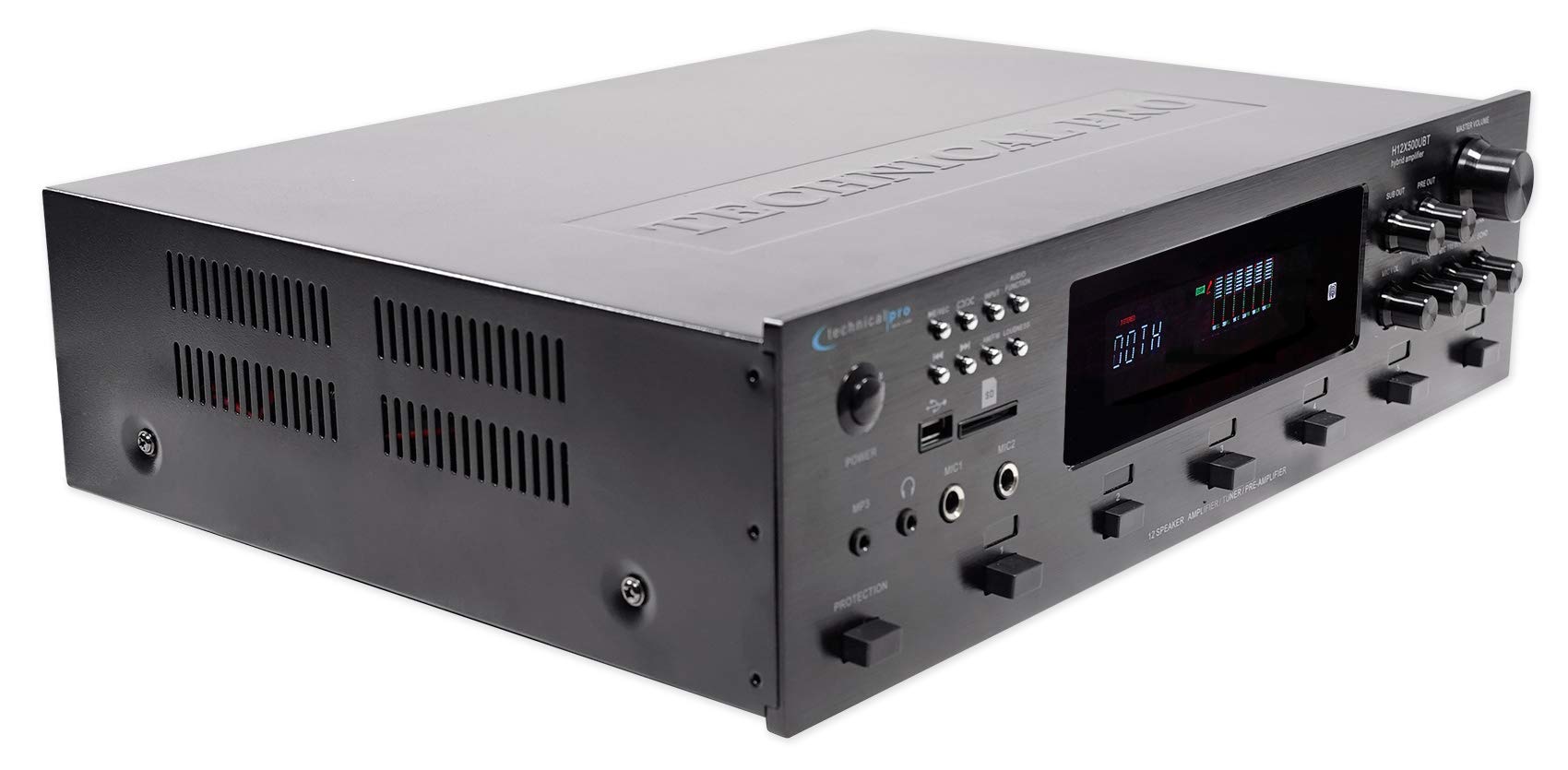 Technical Pro 6000W Bluetooth Karaoke Amplifier Receiver with USB, SD Card & 2 Microphones - Professional Audio System for Home Parties, DJ Events & Live Performances