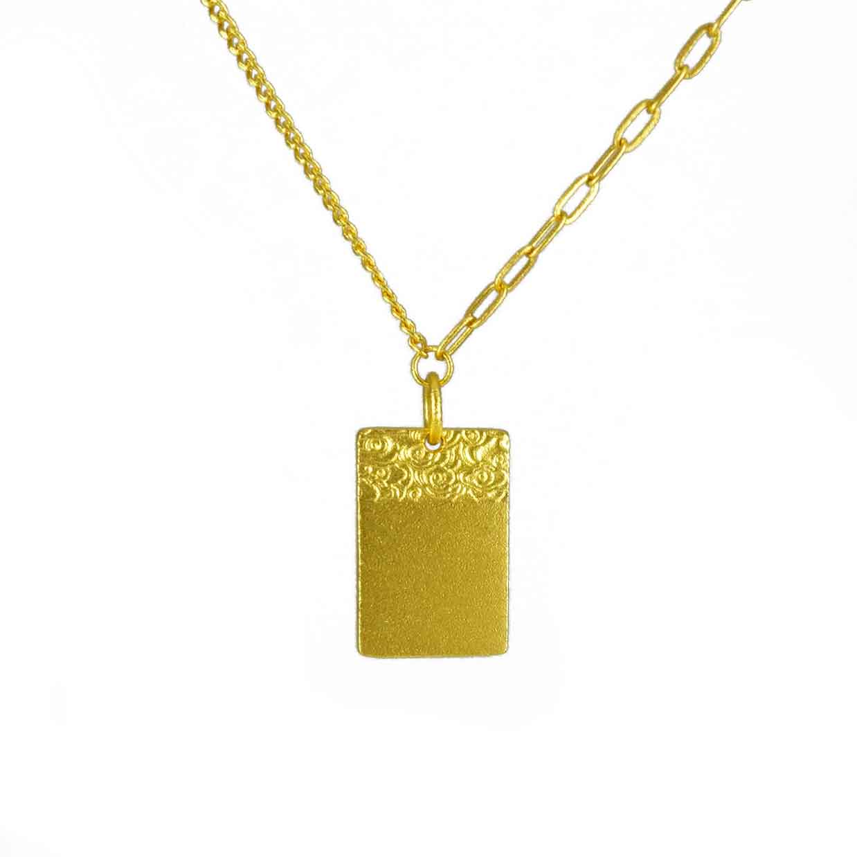 24K Gold Pendant Necklace for Women - Buddhist Inspired Wu Shi Plaque Charm - Elegant Minimalist Jewelry for Daily Wear, Meditation & Spiritual Gifts