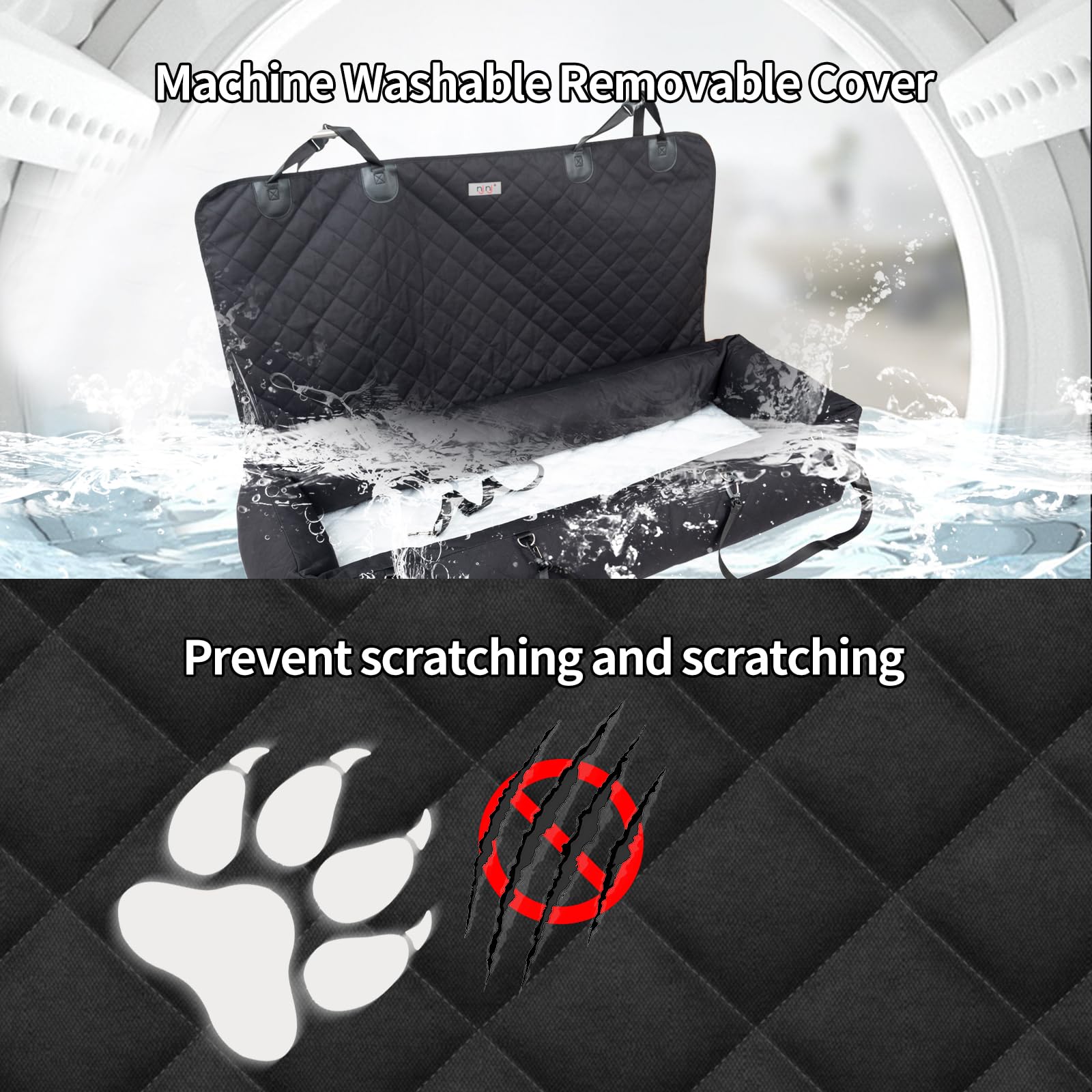 Premium Washable Dog Car Seat for Large & Medium Dogs Up to 100 lbs - Thick Cushioned Travel Bed with Storage Pockets - Perfect for Road Trips & Daily Commutes