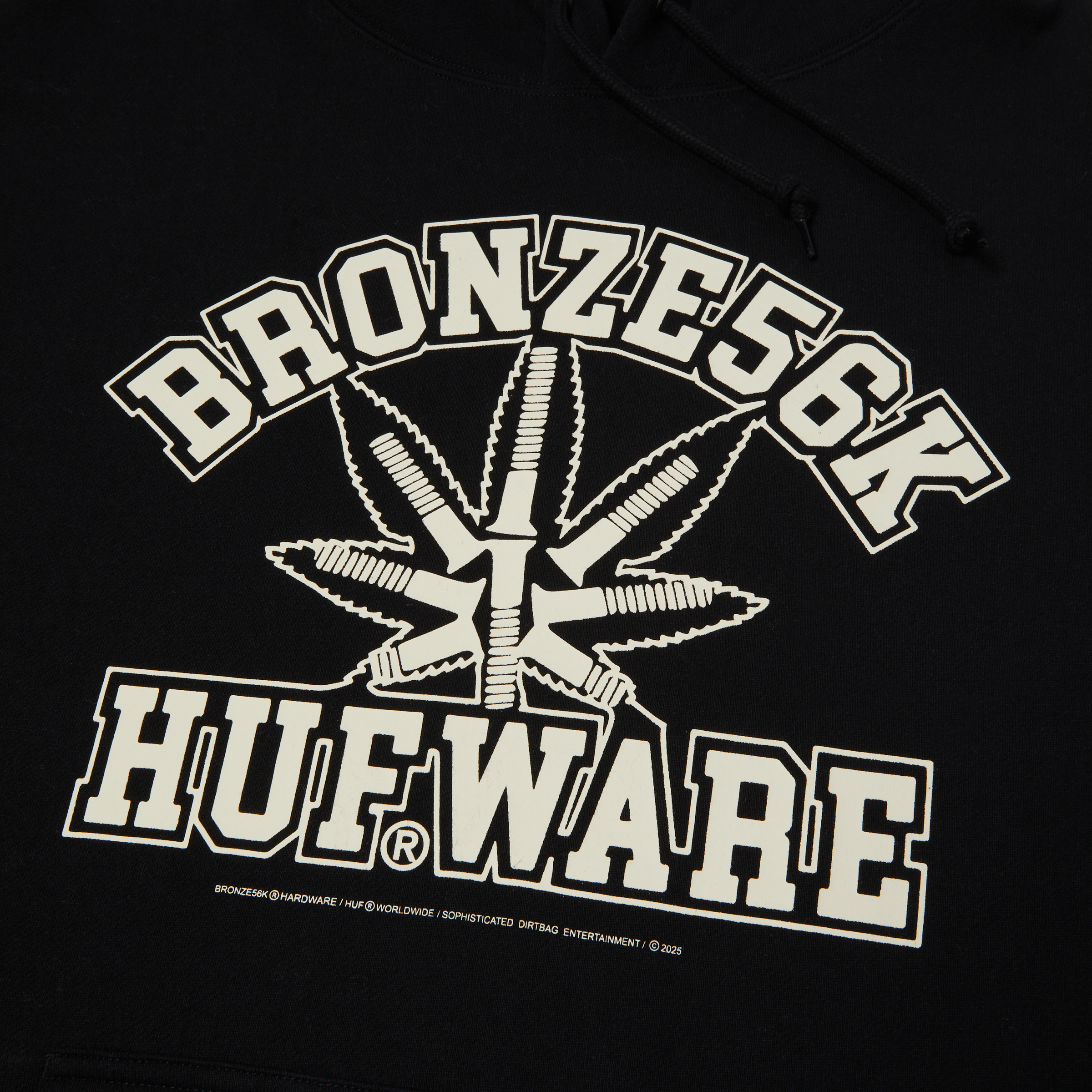 HUF X Bronze 56k Plant Ware Hoodie - Black Cotton Streetwear Pullover for Men & Women | Perfect for Skateboarding, Casual Wear & Urban Fashion