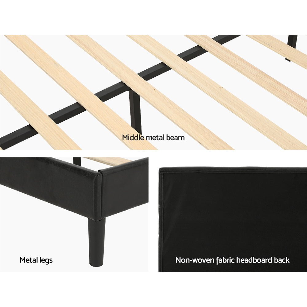 Double Package: Manly LED Bed Frame in Black & Bonita Pillow Top Medium Firm Mattress - Modern Bedroom Set for Adults with Ambient Lighting