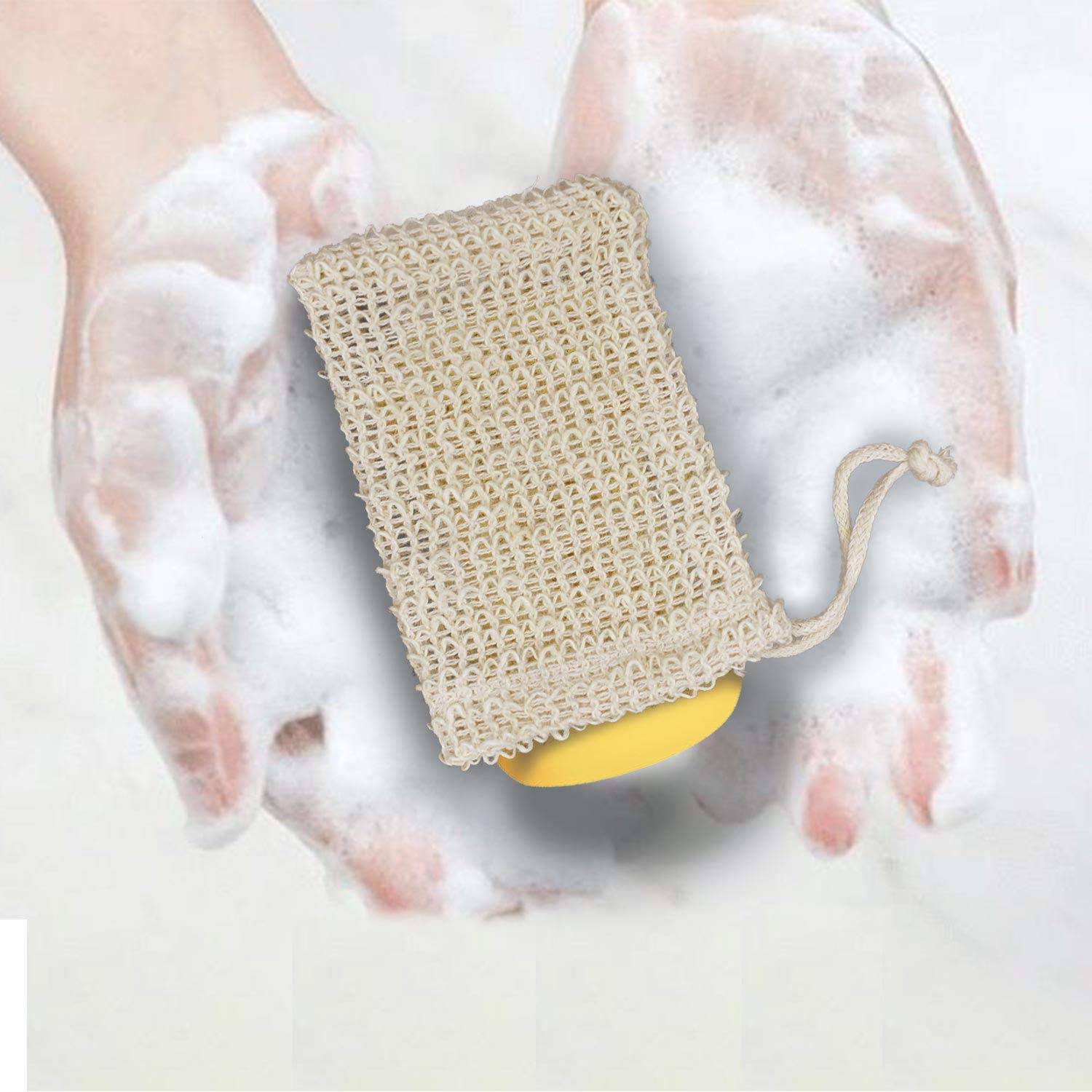 2 Pack Natural Exfoliating Soap Saver Bags with Drawstring & Wooden Bead Holder - Loofah Pouch for Shower & Bathroom - Perfect for Gentle Skin Exfoliation & Soap Storage