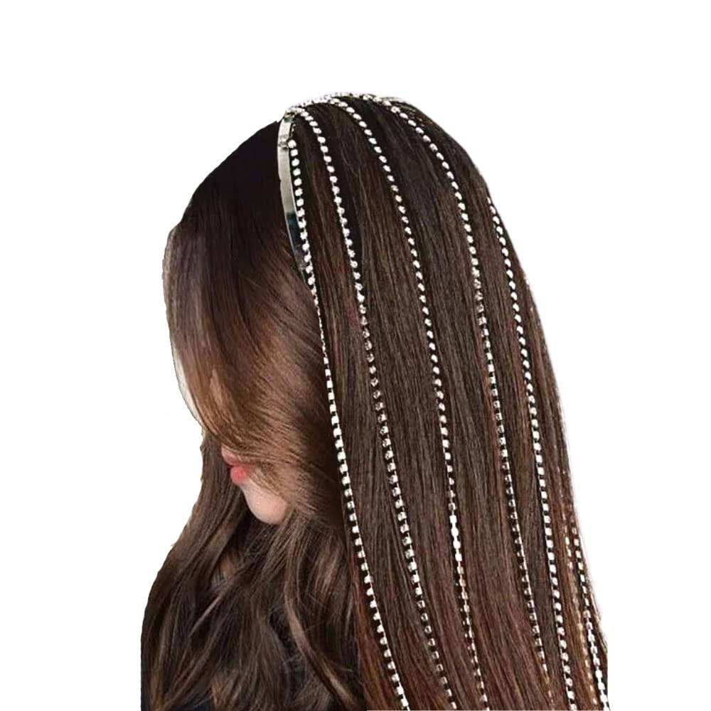 Sparkling Rhinestone Tassel Hair Chain Headband for Women | Crystal Wedding Bridal Hair Accessories | Elegant Party Hair Jewelry | Perfect for Weddings, Prom, Parties & Special Occasions