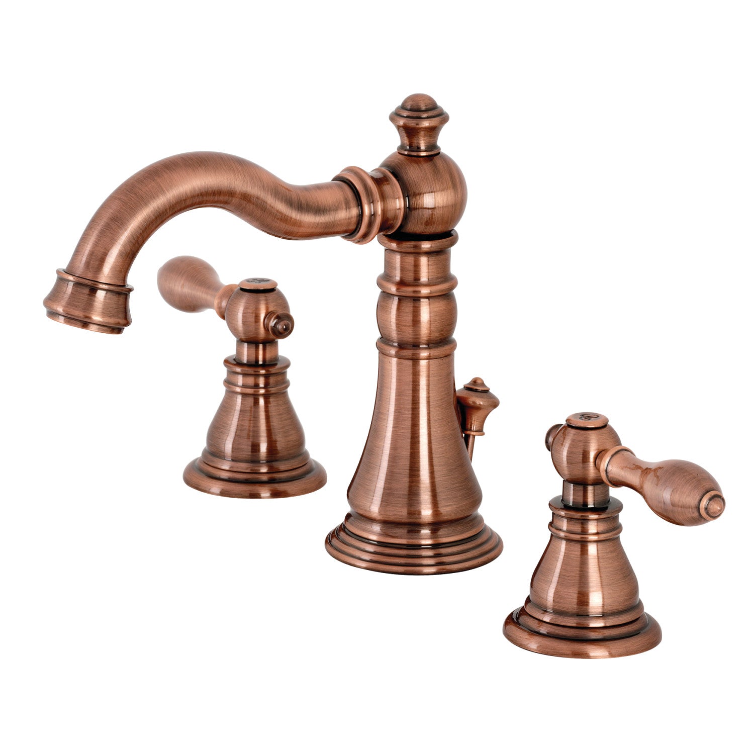 American Classic FSC197ACLAC 3-Hole Widespread Bathroom Faucet with Brass Pop-Up Drain - Antique Copper Finish - Two Handle Deck Mount Sink Faucet for Bathroom Vanity & Powder Room
