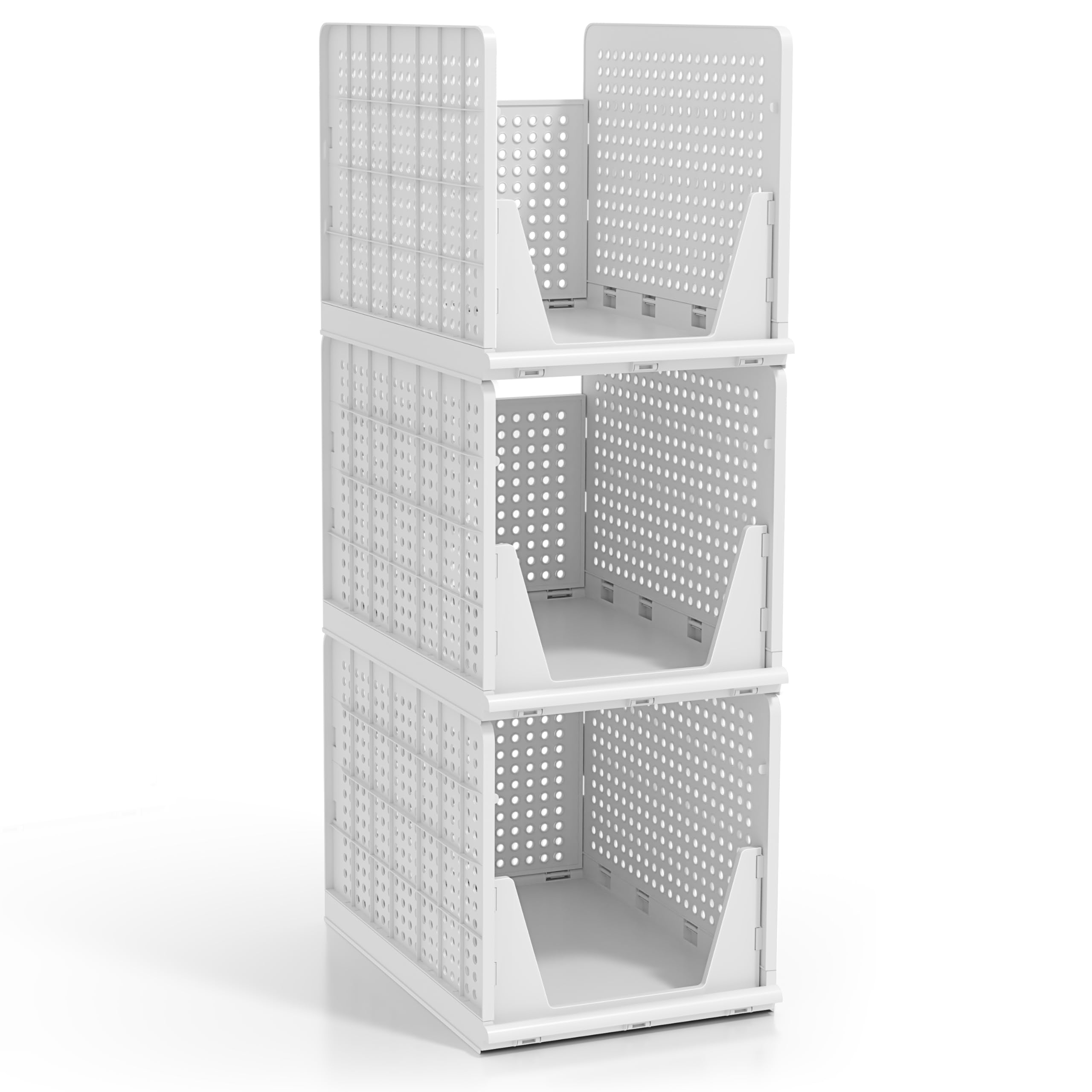 Sorbus Stackable Open Front Shelf Organizer Baskets for Closet, Bathroom, Kitchen & Garage Storage - Plastic Under Shelf Storage Bins for Clothes, Shoes & Household Items - Perfect for Small Space Organization & Decluttering