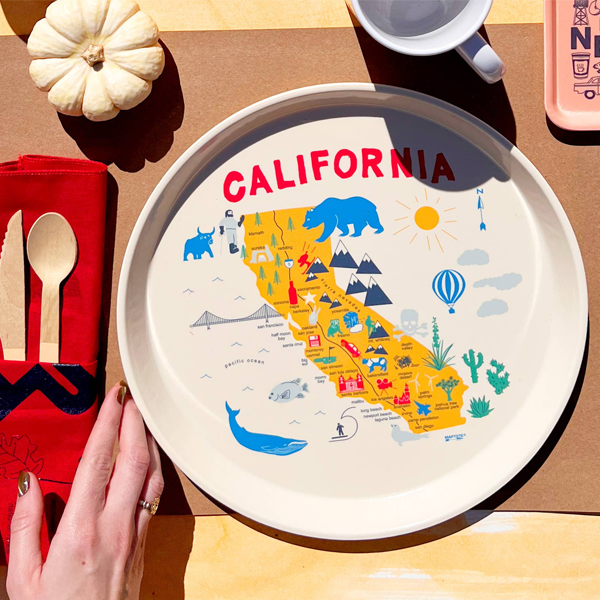 California Round Tray - Handmade Wooden Serving Tray with Natural Finish for Coffee Table Decor, Breakfast in Bed, or Living Room Organization