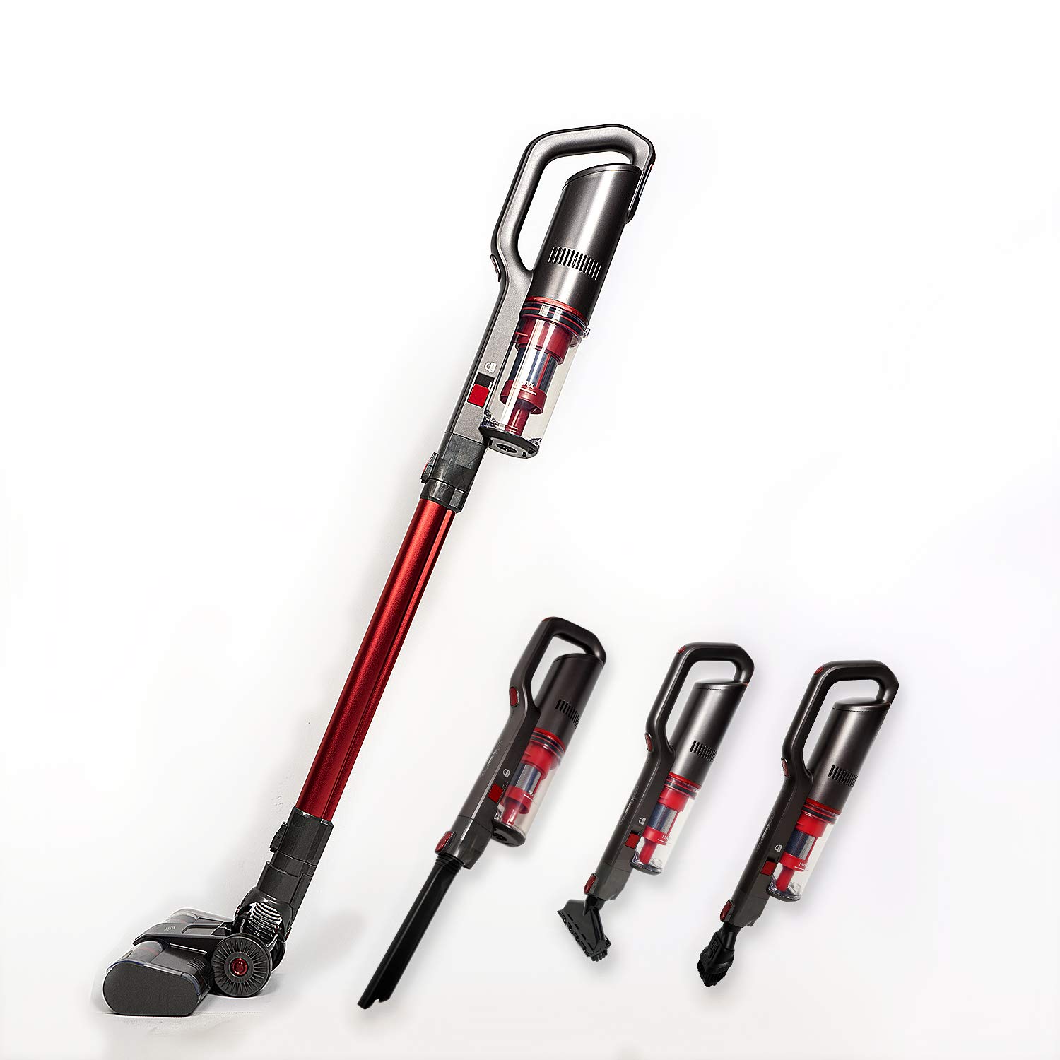 Inpar Cordless Vacuum Cleaner - 20KPA Powerful Suction, 100000 RPM Brushless Motor, 4-in-1 Lightweight Stick Vacuum for Hardwood Floors, Carpets & Pet Hair - Red | Perfect for Quick Home Cleaning & Pet Owners