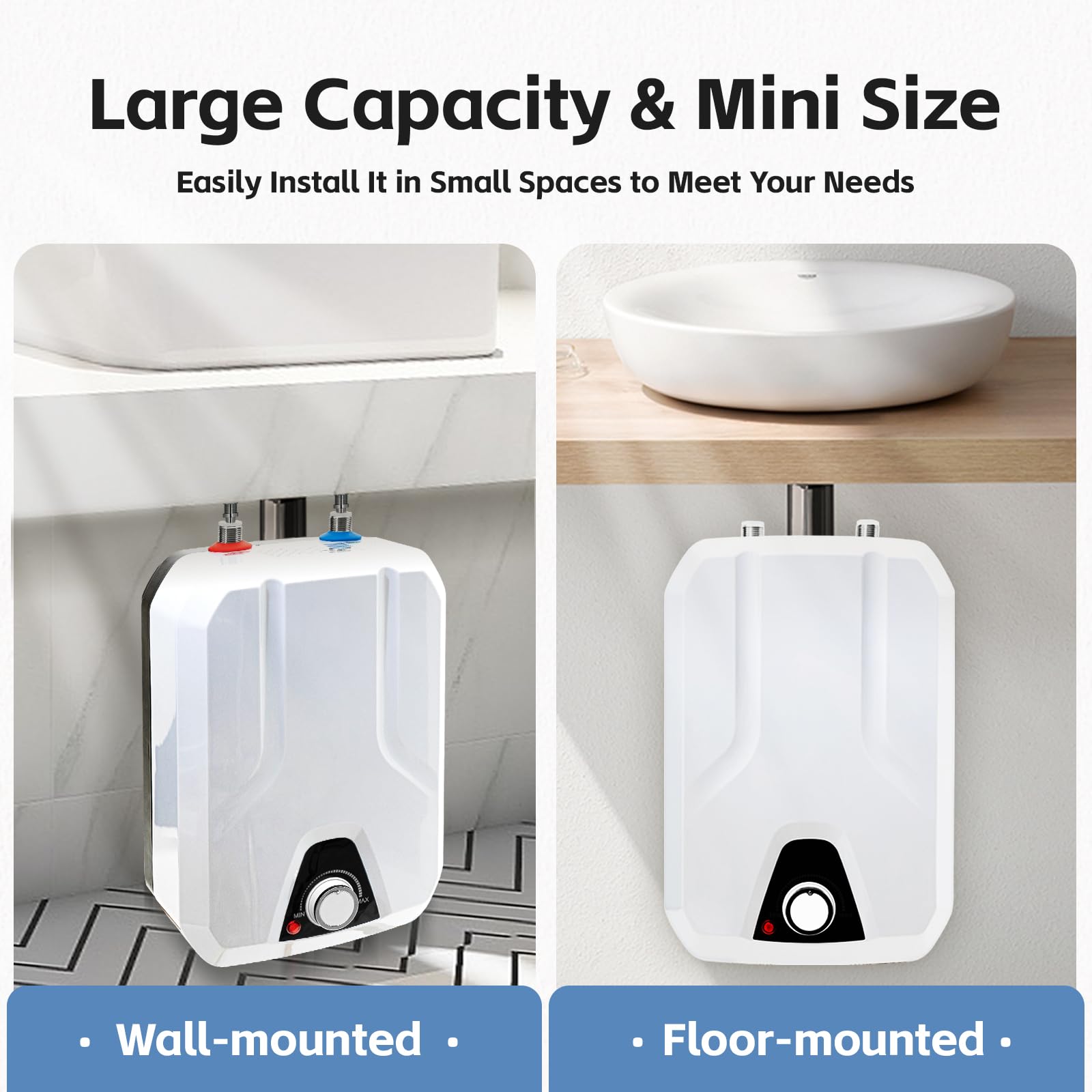 YIYIBYUS 1500W Electric Water Heater for Shower, Kitchen & Bathroom - Instant Hot Water Heater 110V for Home, Hotel & Household Use - Perfect for Bathing, Washing Dishes & Hand Washing