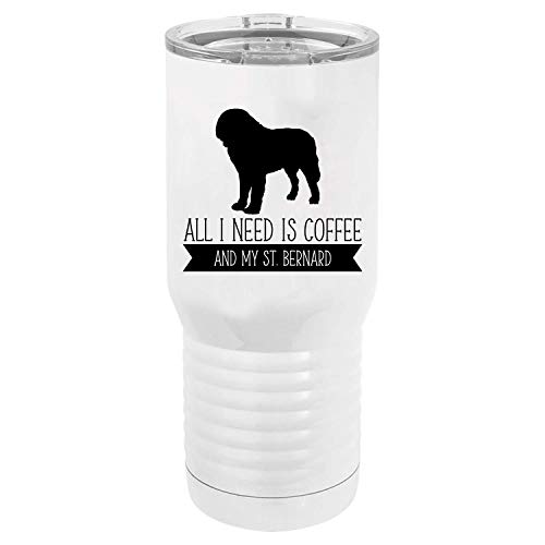 St. Bernard Stainless Steel 20 oz Tumbler Travel Mug - Insulated Coffee Cup for Hot & Cold Drinks - Perfect for Office, Commuting, Camping & Outdoor Adventures