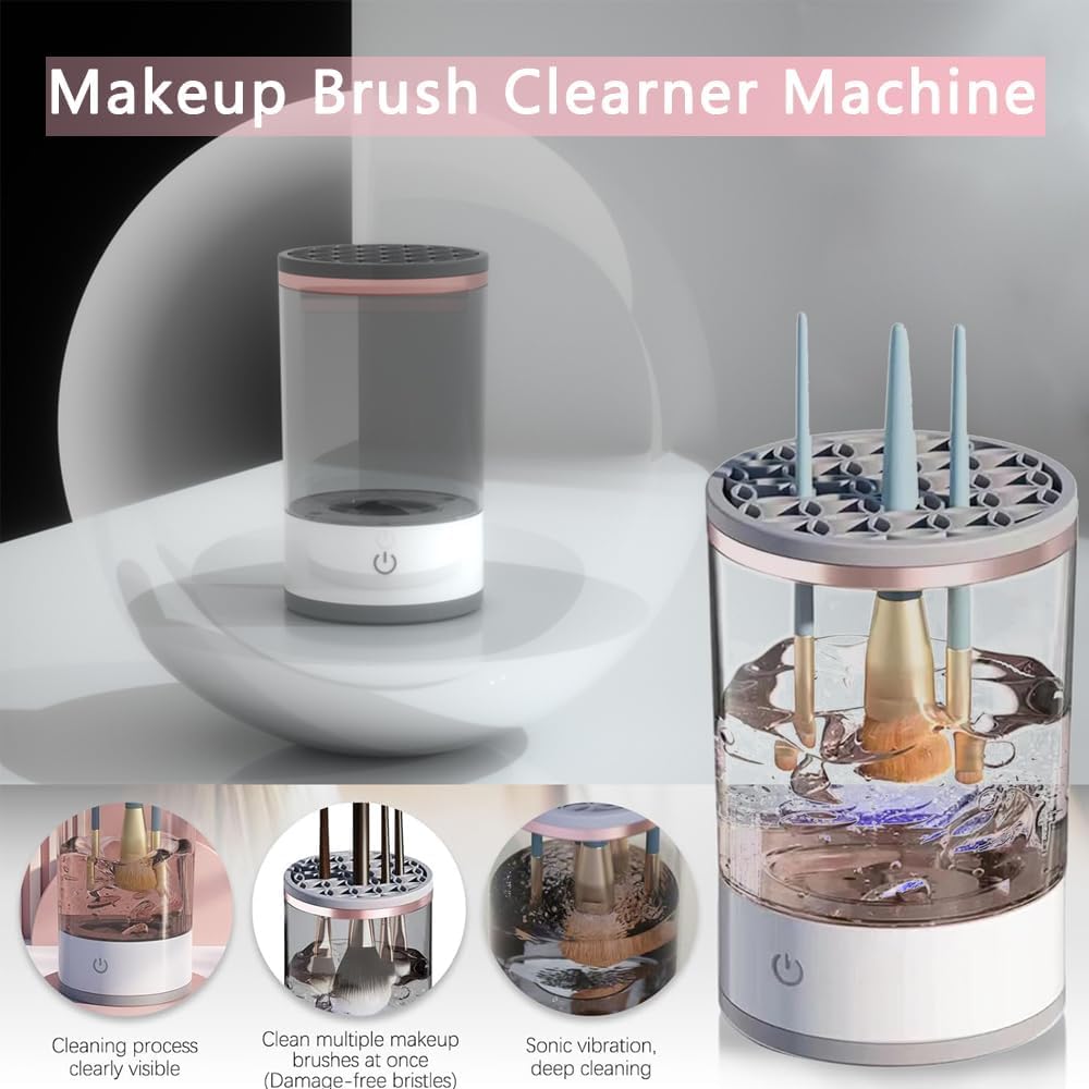 RIMDIXA Automatic Electric Makeup Brush Cleaner & Dryer Machine - Portable Cosmetic Brush Cleaning Tool with Spinner | Perfect for Home, Salon & Travel Use (Model A2)