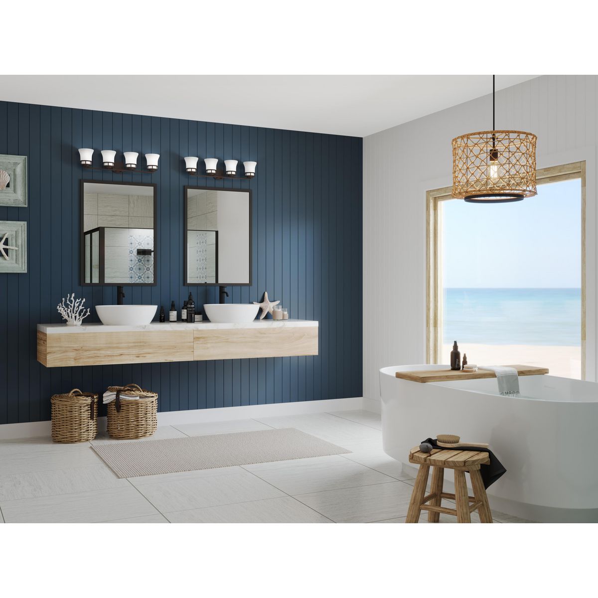 Cascadia Collection 4-Light Bathroom Vanity Light Fixture - Modern Chrome Finish for Bathroom & Dressing Room Lighting