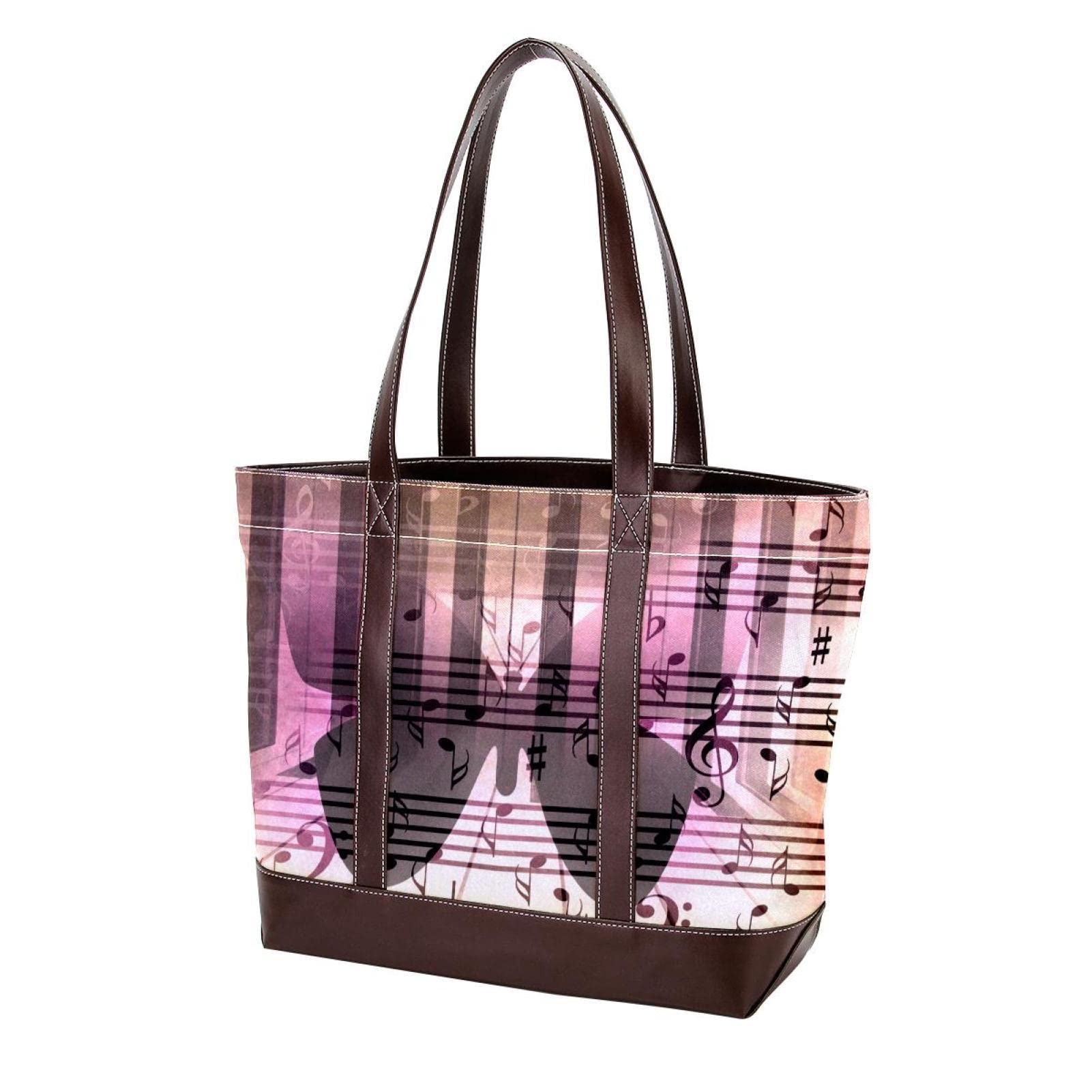 Stylish Large Leather Canvas Tote Bag for Women - Sail Print Design, Top Handle & Shoulder Strap - Perfect for Beach, Travel, and Everyday Use