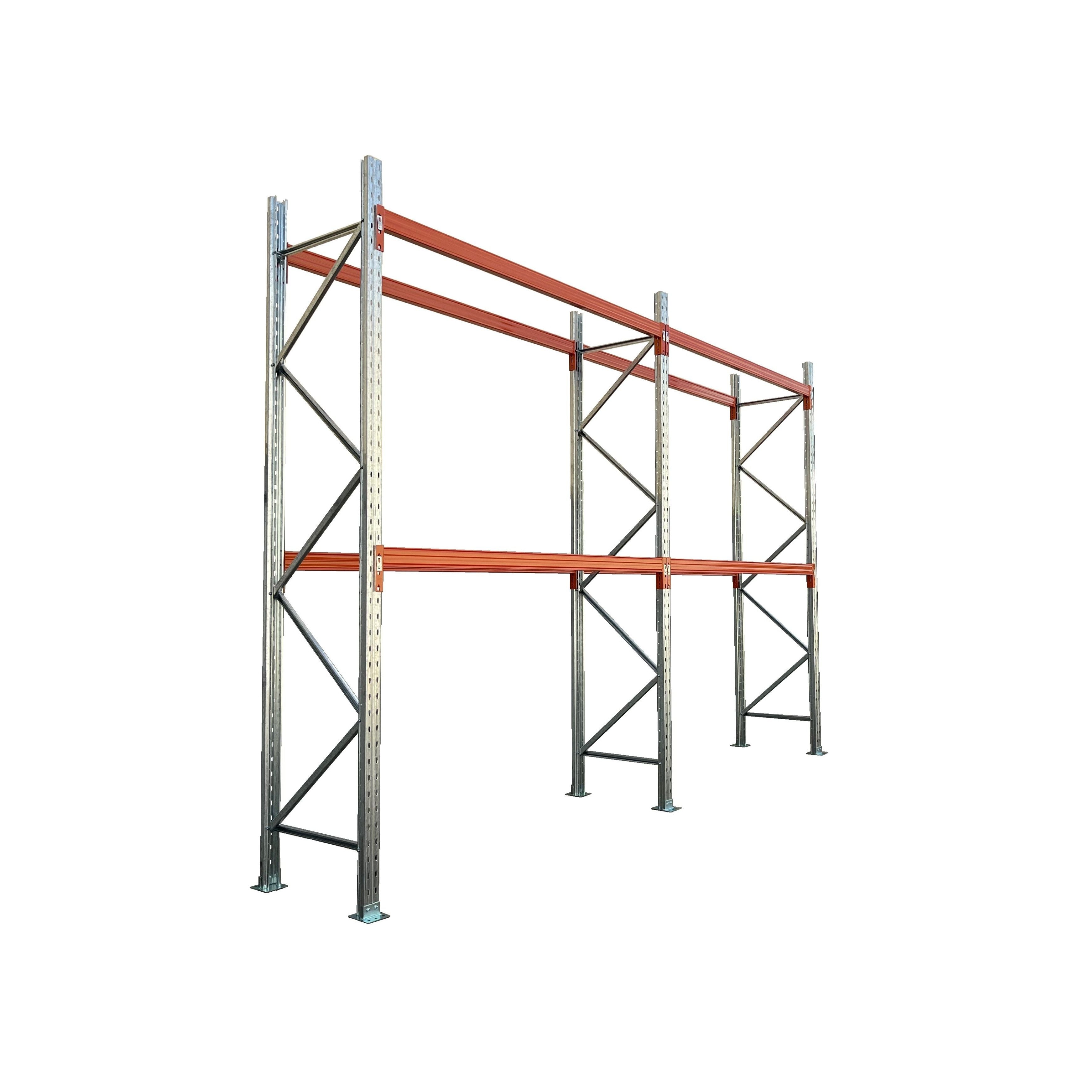 Heavy Duty Two Bay Pallet Racking System - Industrial Storage Shelving Unit for Warehouse Organization & Inventory Management | Perfect for Commercial Storage, Retail Backrooms & Factory Floor Organization