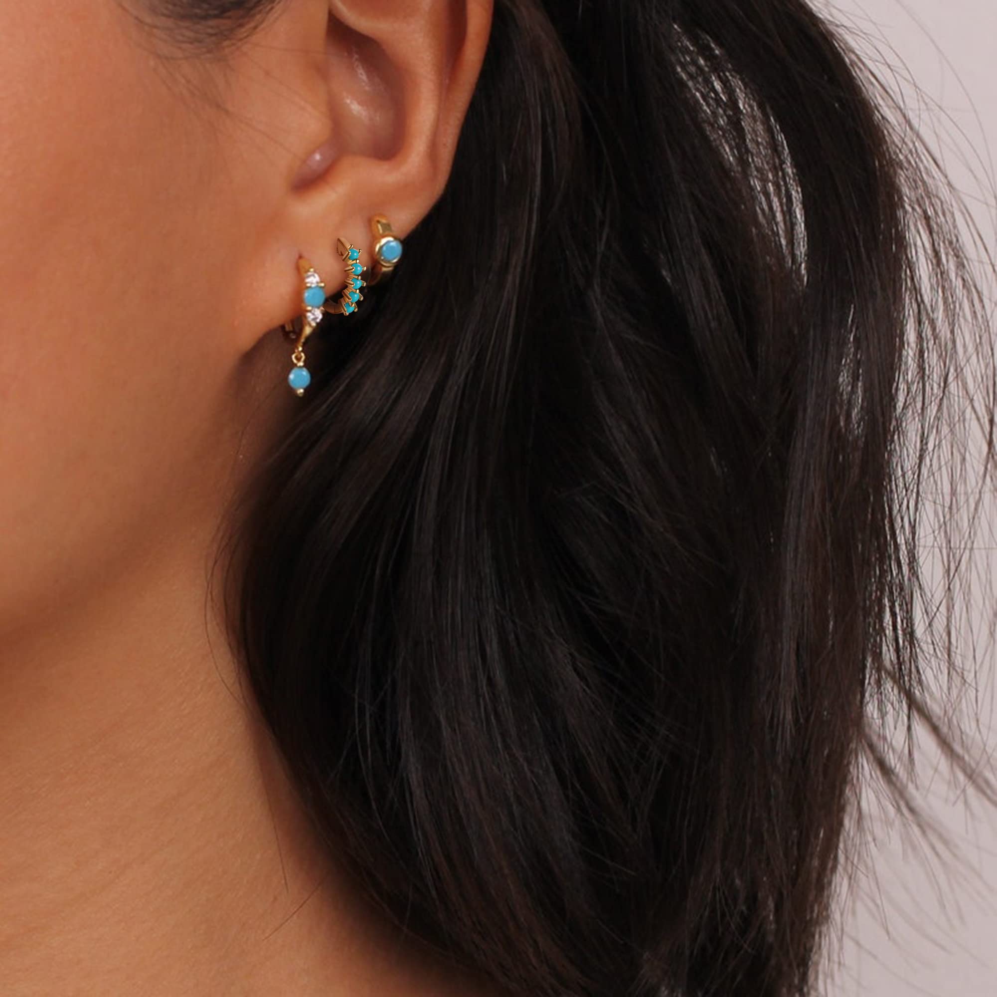 FANZE 925 Sterling Silver Hoop Earrings for Women - Hypoallergenic Cubic Zirconia Huggies Earrings, Tiny Dainty Hoops for Everyday Wear, Gift for Her, Wedding & Party Jewelry