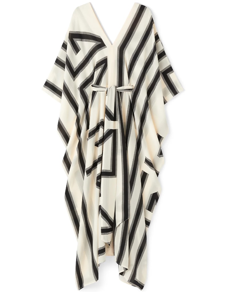 Elegant Black & White French Moss Kaftan - Boho Chic Loose Beach Cover Up for Women | Perfect for Summer Vacations, Pool Parties & Resort Wear