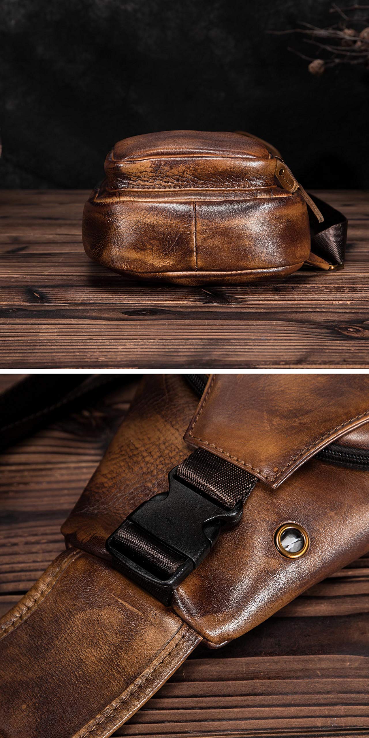 **Le'aokuu Men's Leather Crossbody Sling Bag - Stylish Casual Chest Bag for Travel, Hiking & Daily Use - Designer Shoulder Strap Bag 8015**    *Perfect for outdoor adventures, commuting, or casual outings - a versatile and fashionable accessory for men.*