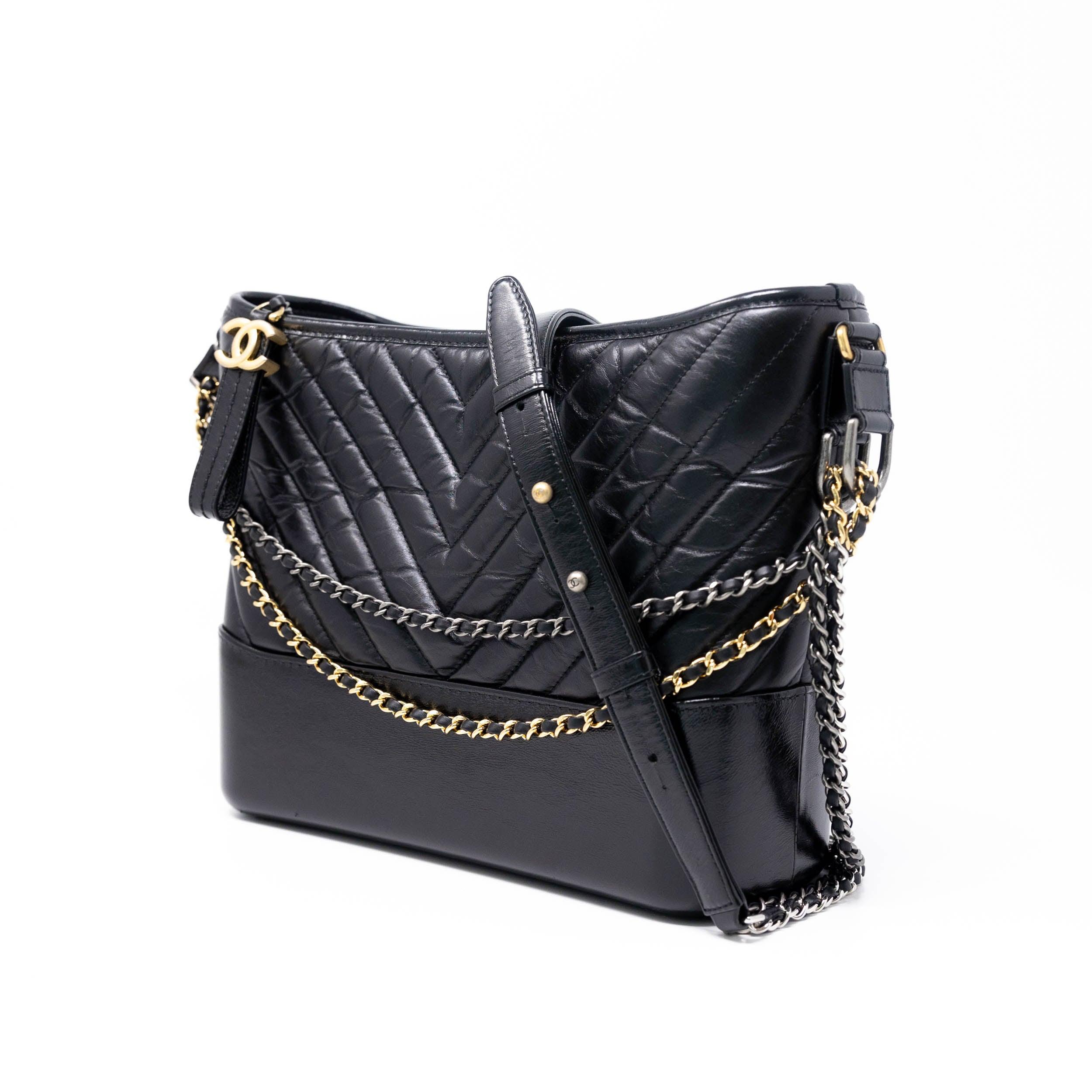 Chanel Black Chevron Medium Gabrielle Hobo Bag - Luxury Designer Handbag for Women, Perfect for Work, Travel & Everyday Use