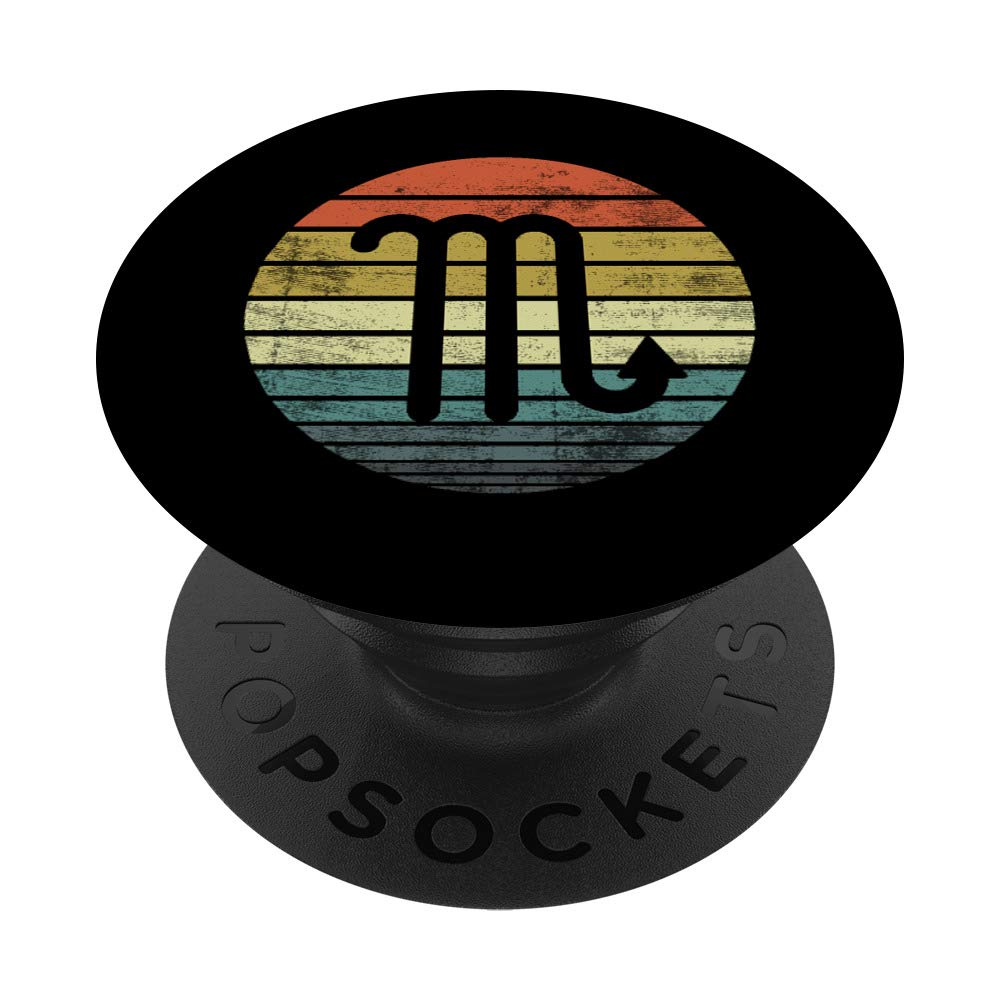 Scorpio Zodiac Gifts - Funny Retro Sunset Phone Grip & Stand for iPhone, Samsung, Tablets - Perfect Birthday Present for Scorpio Lovers & Astrology Fans