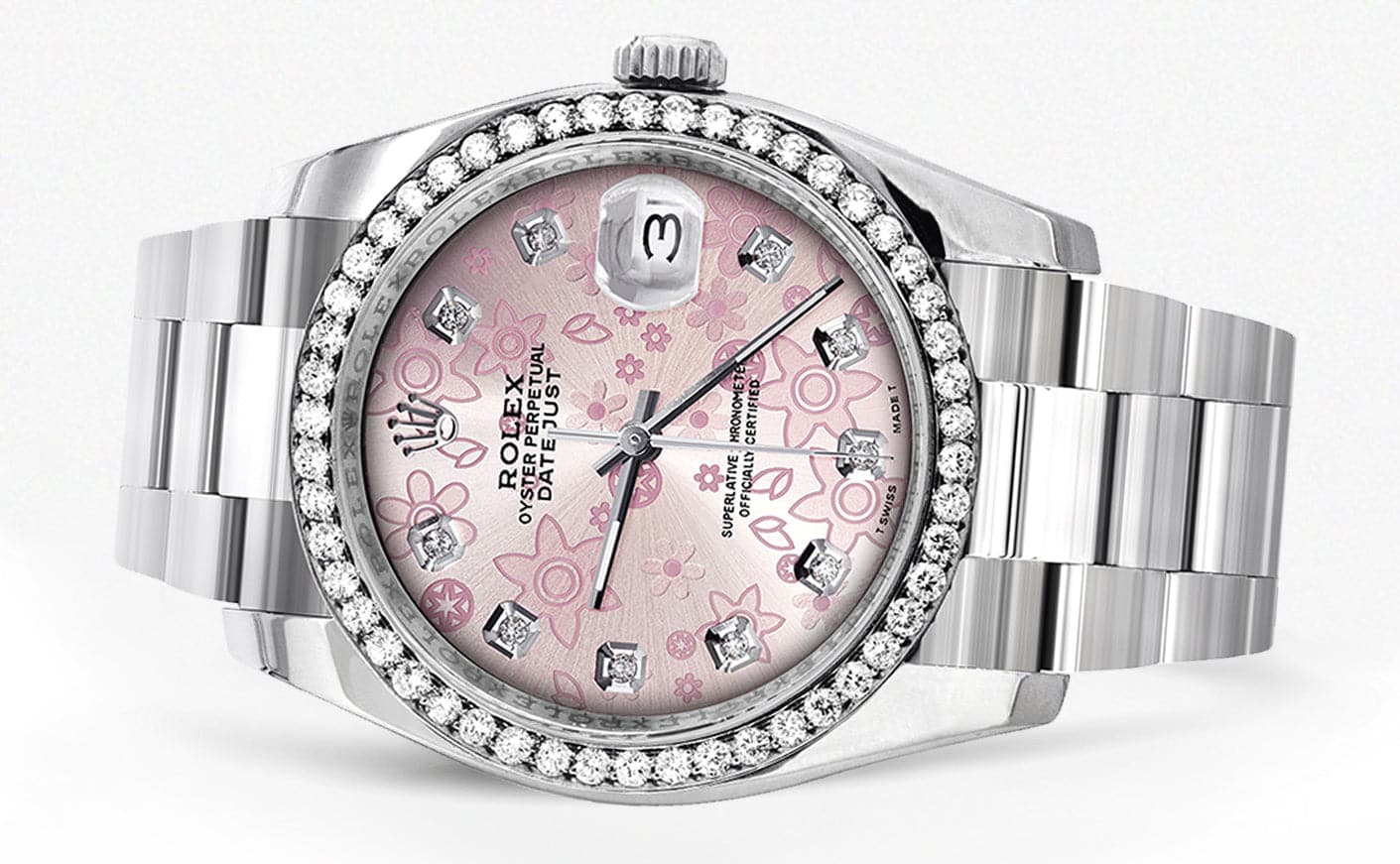 Rolex Datejust 36mm Watch - Floral Dial, Oyster Band | Luxury Automatic Men's Watch for Business, Formal & Special Occasions