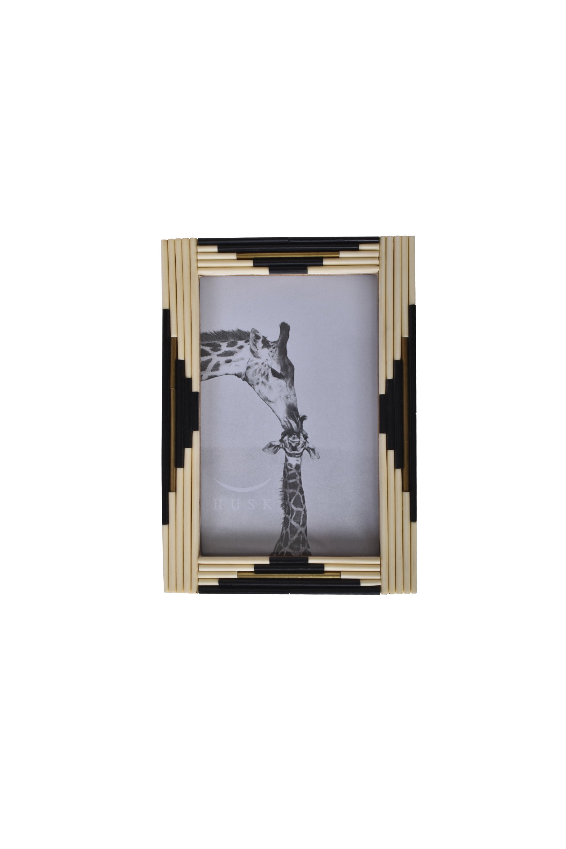 Vintage Brass Frame Piped Ivory Black Husk - Perfect for Home Decor, Farmhouse Style, and Rustic Interior Design