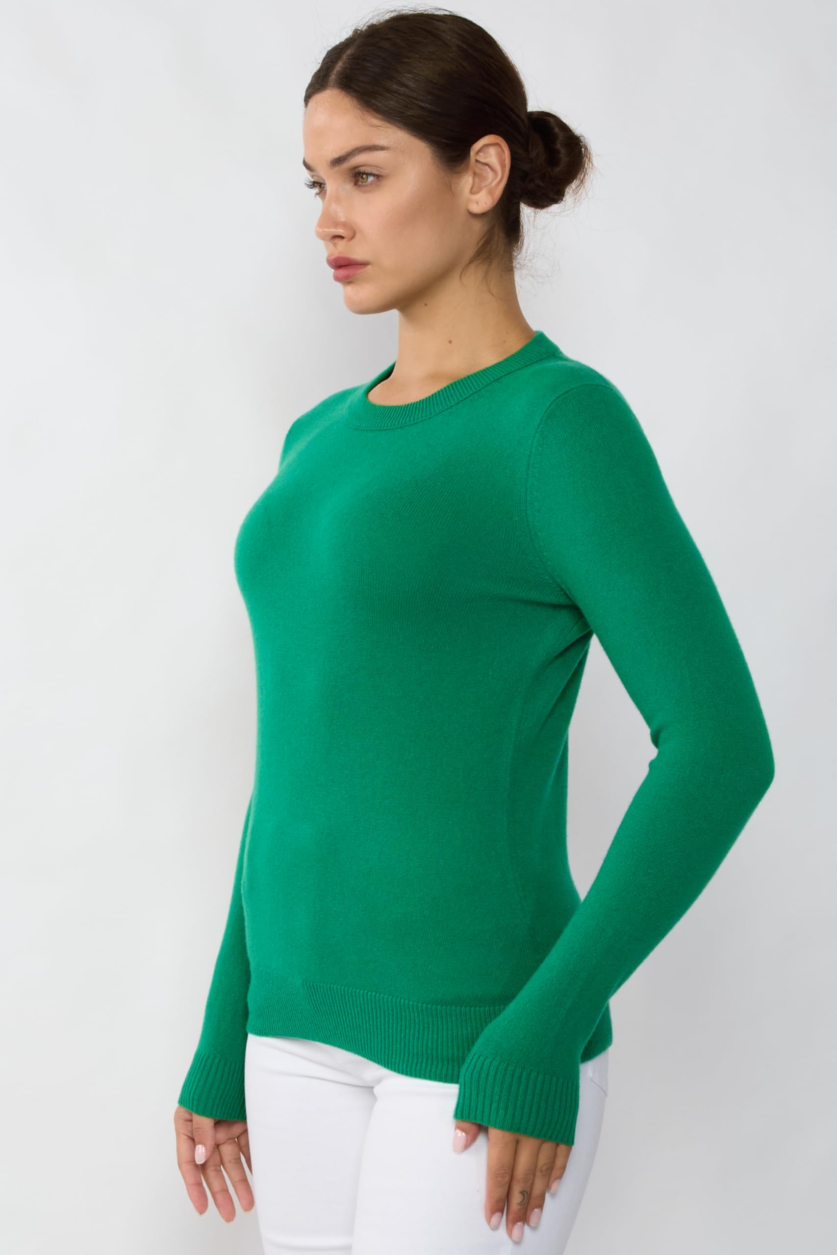 JENNIE LIU Women's 100% Pure Cashmere Sweater - Soft Long Sleeve Crewneck Pullover for Winter, Fall & Spring | Office Wear, Casual Outfits & Holiday Gift